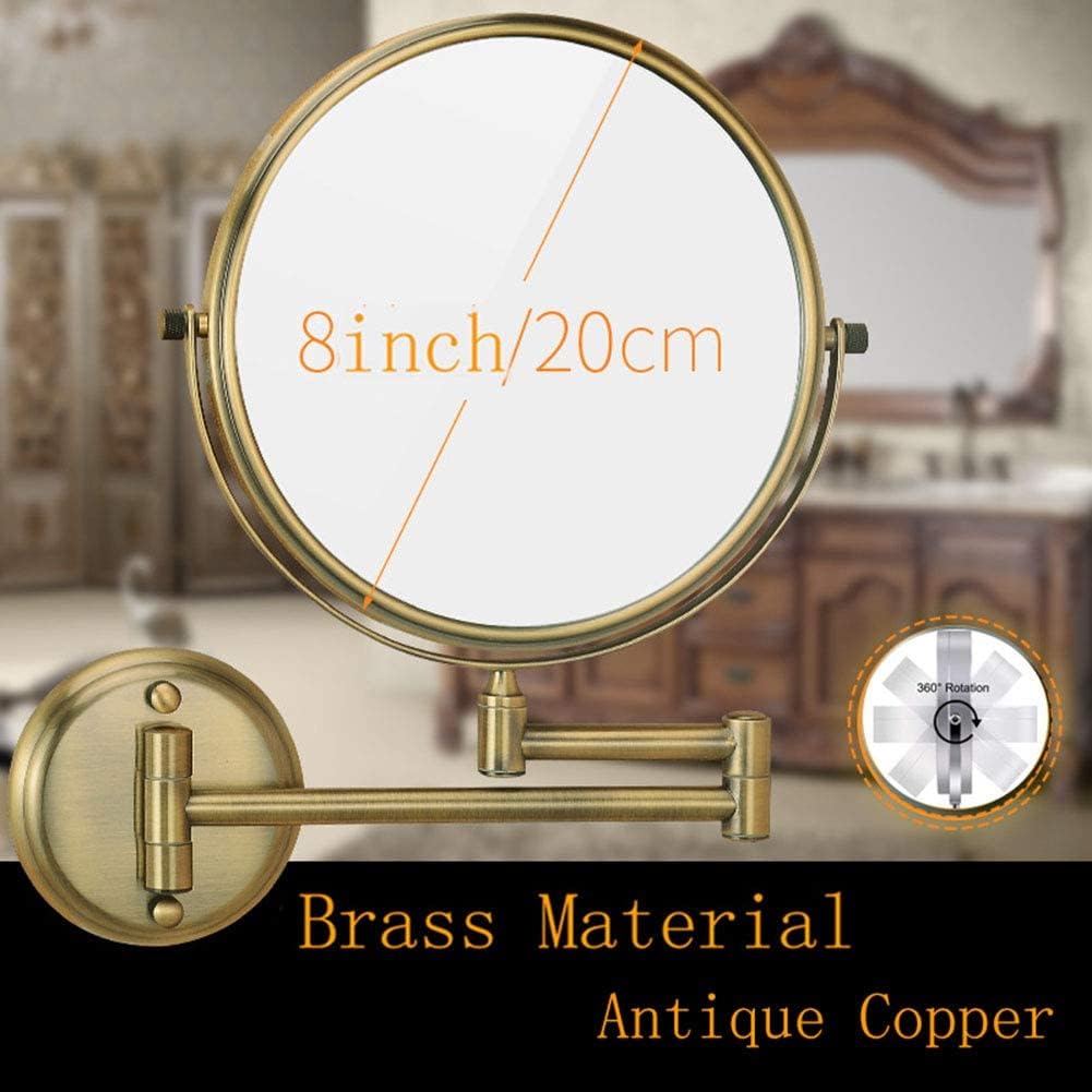 Durable Double-Sided 8-Inch Makeup Mirror Wall-Mounted with Magnification 360-Degree Swivel Extendable Arm