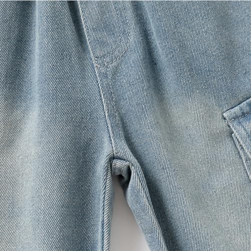 Baby Boys and Girls Denim Cargo Jeans for Toddler Girls and Boys Trendy Stretchy Trousers