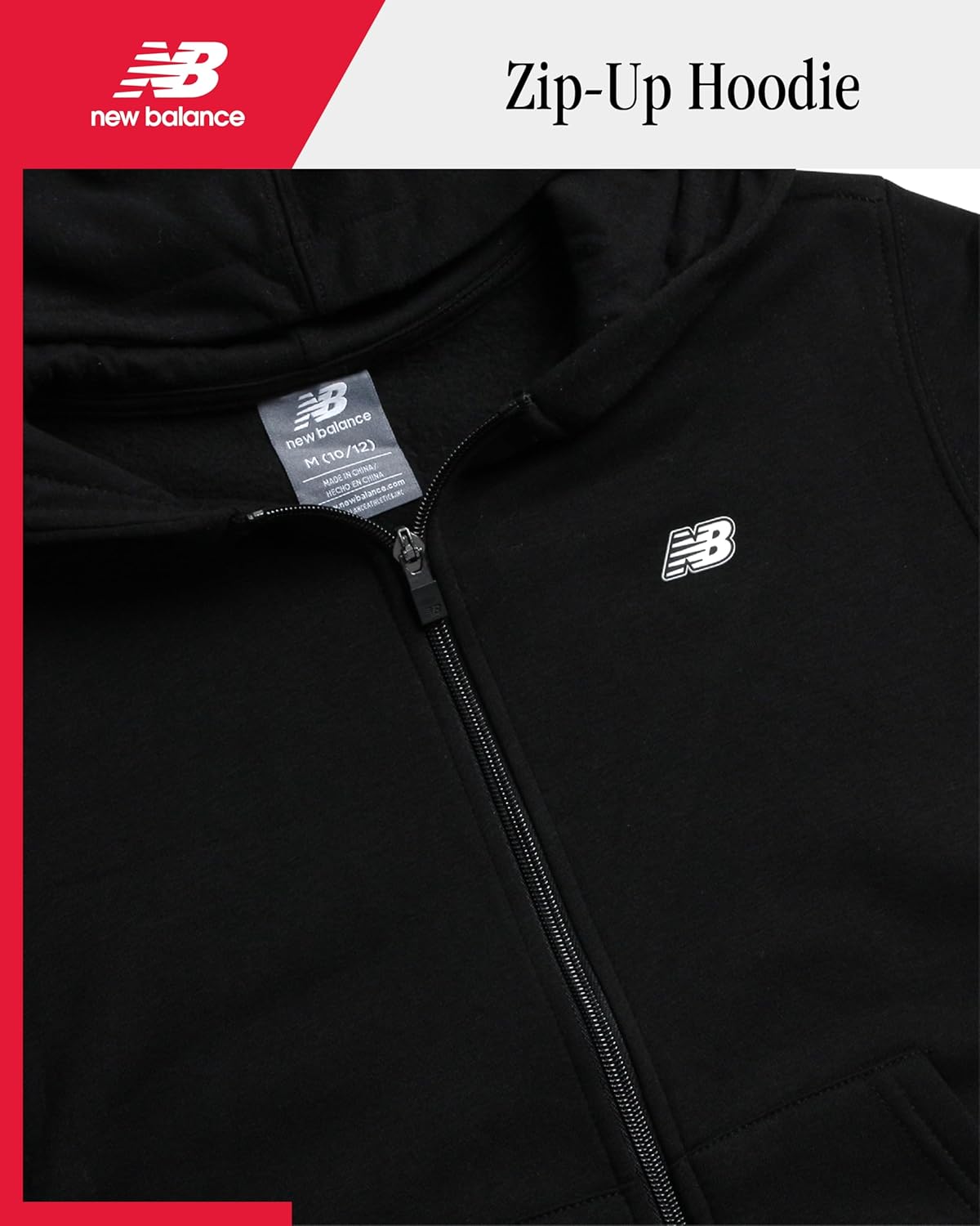 New Balance Boys Zip Up Fleece Hoodie Sweatshirt