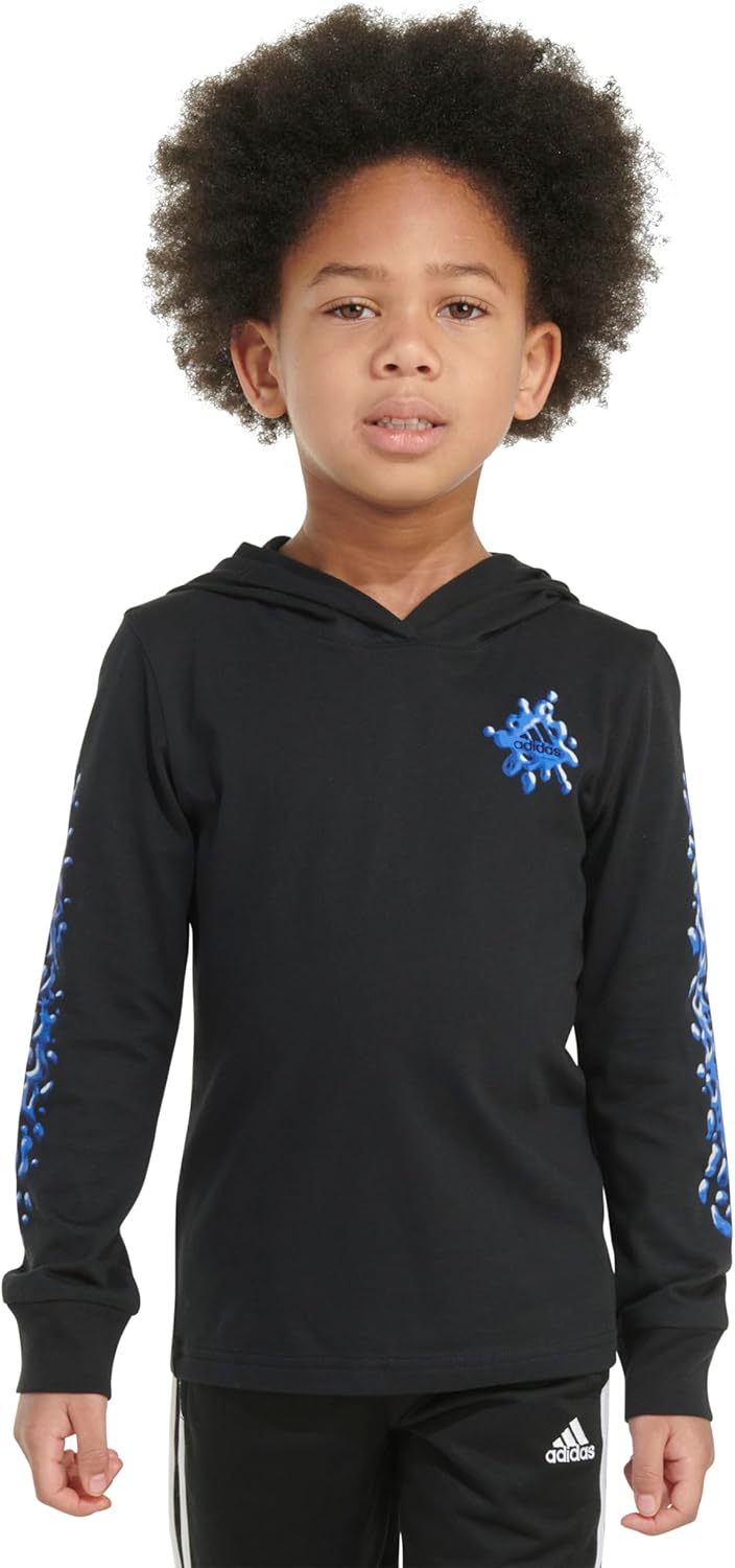 Adidas Boys Long Sleeve Cotton Bos Logo Hooded T-Shirt