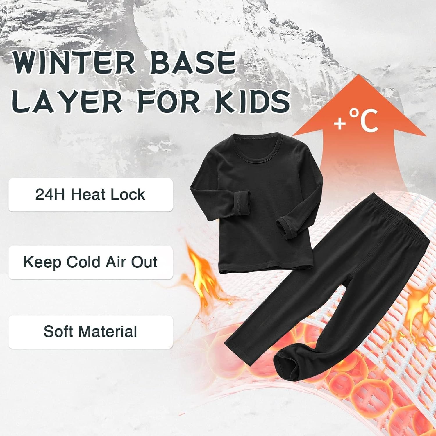 American Trends Thermal Underwear Set for Kids Warm Comfy and Durable Perfect for Winter Activities and Gifts