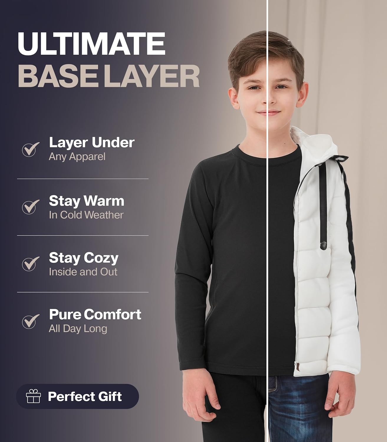 Thermajohn Thermal Underwear Set for Boys Keep Warm Stay Style