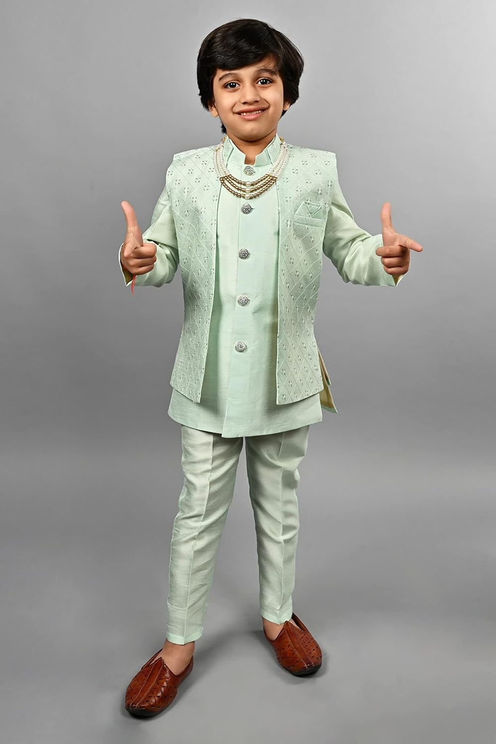 AHHA AAAA Kids Ethnic Silk Blend Indo-Western Sherwani Set for Boys 504MF