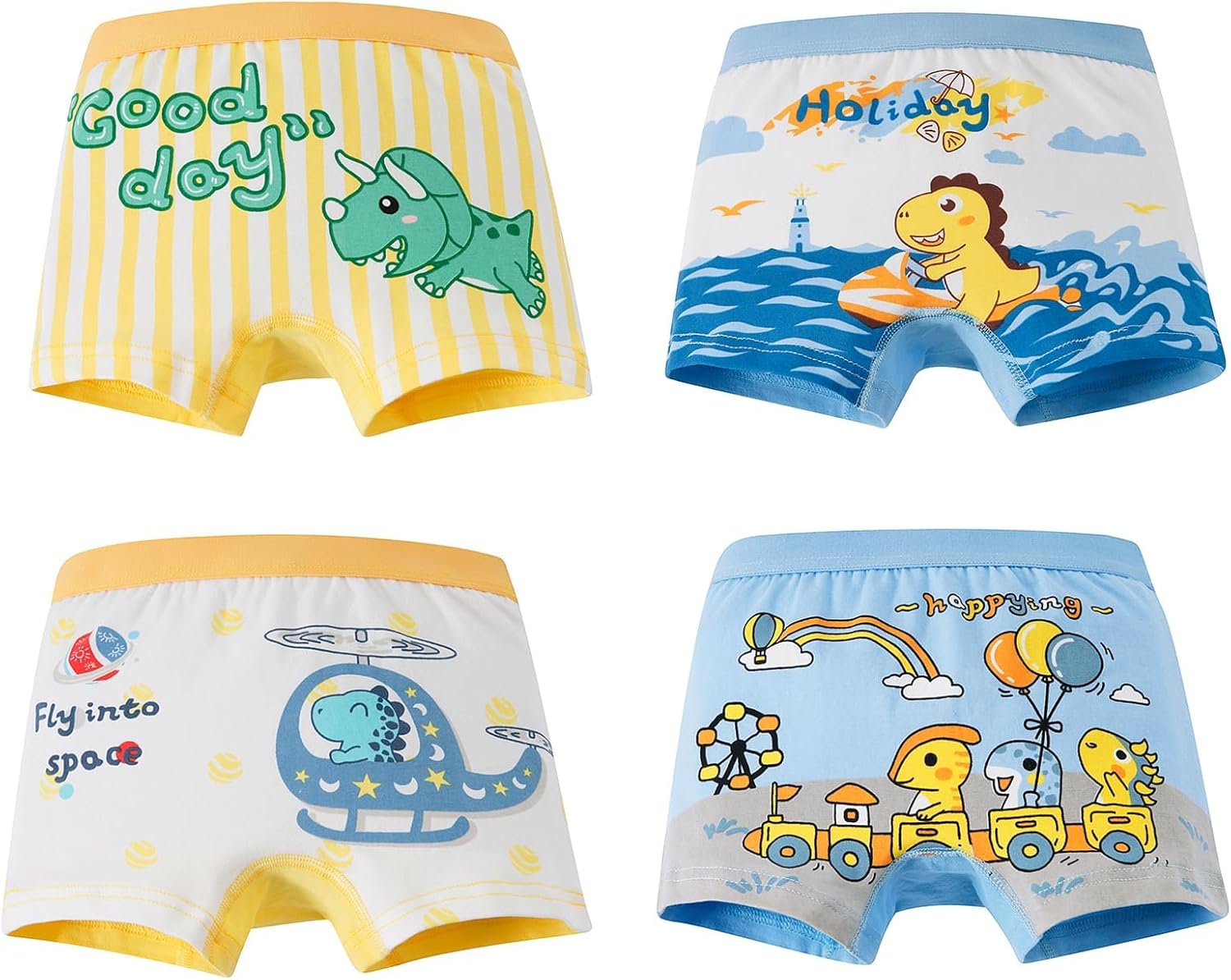 CHUNG Toddler Boys Soft Cotton Boxer Briefs Dinosaur Pattern Pack