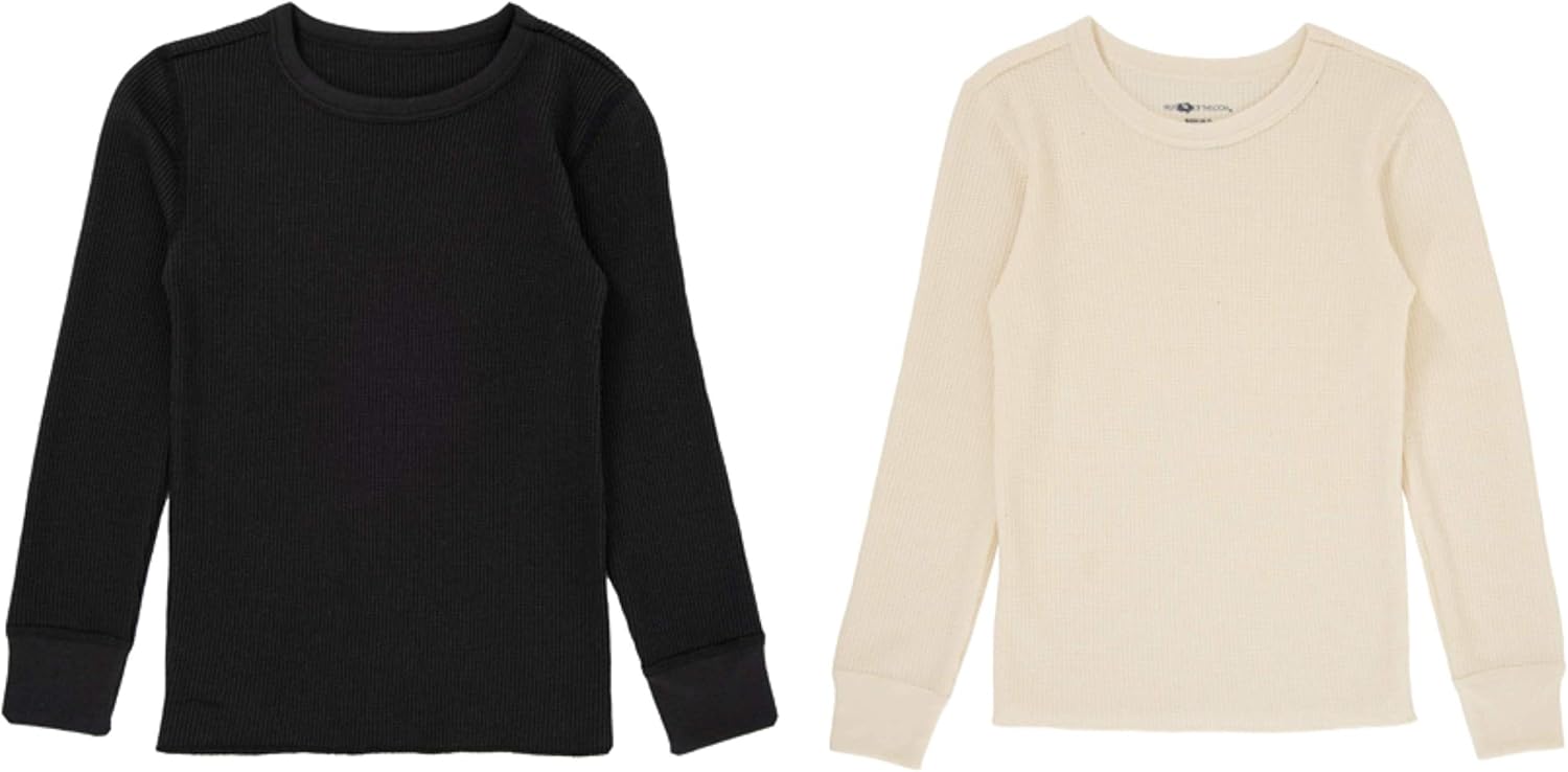 Fruit of the Loom - Premium Thermal Waffle Crew - Boys 2-Pack Sturdy Performance Soft Feel