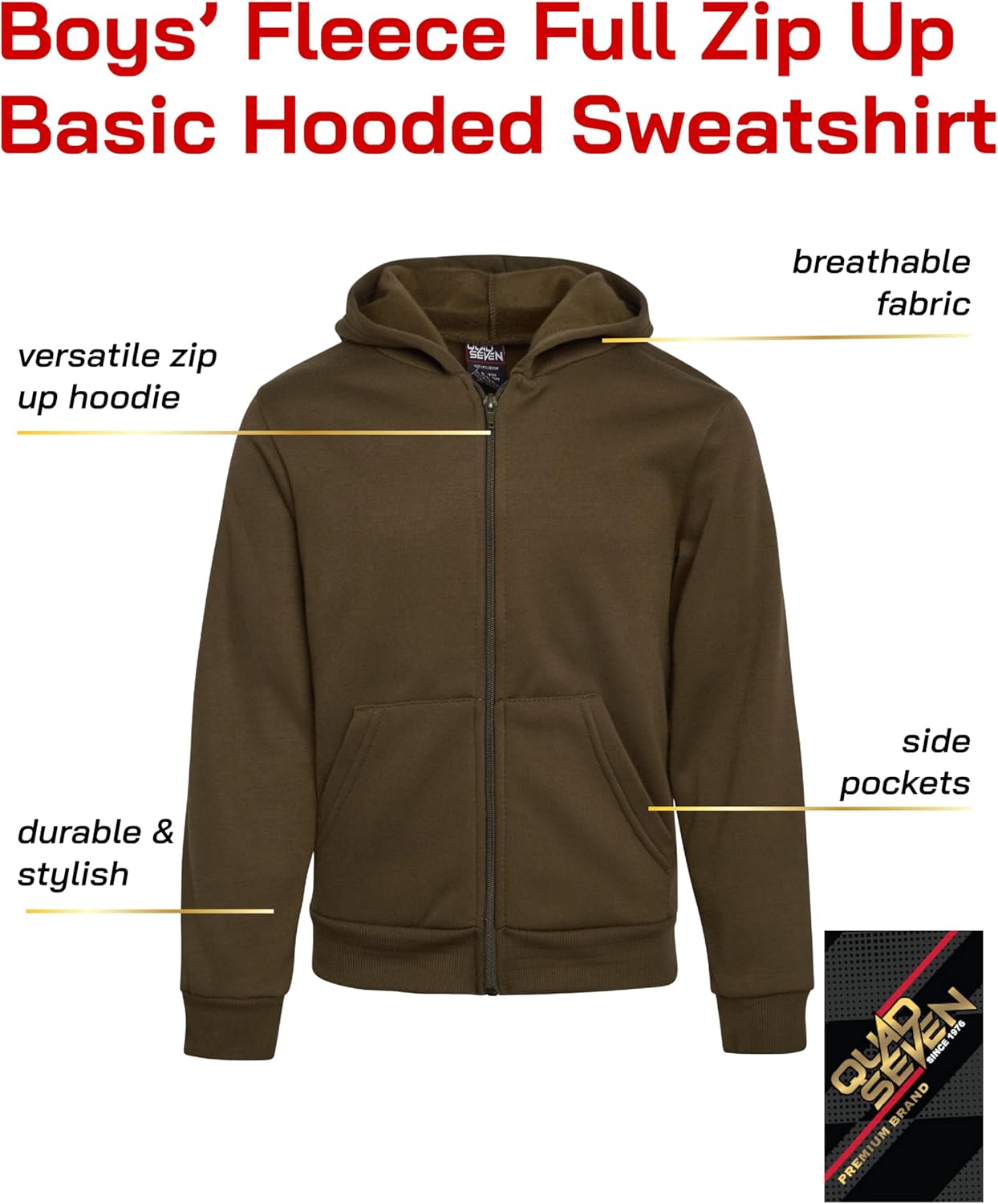 Couch-to-Court Boys Sweatshirt Zip Up Fleece Full Zip