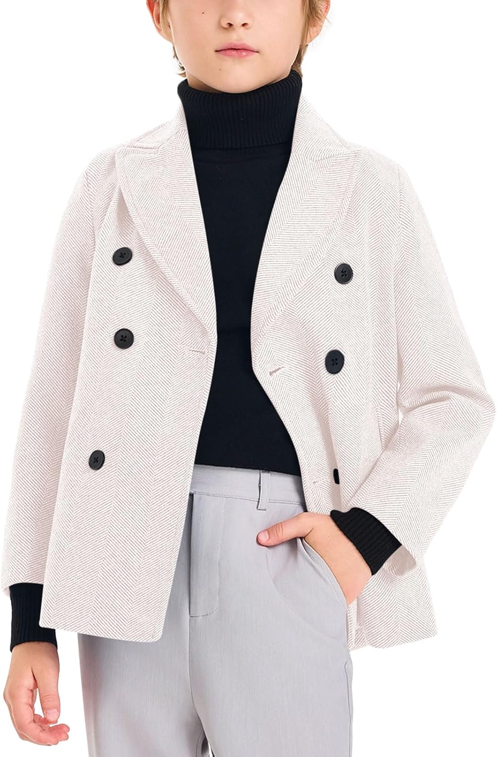 Haloumoning Boys Double Breasted Pea Coat