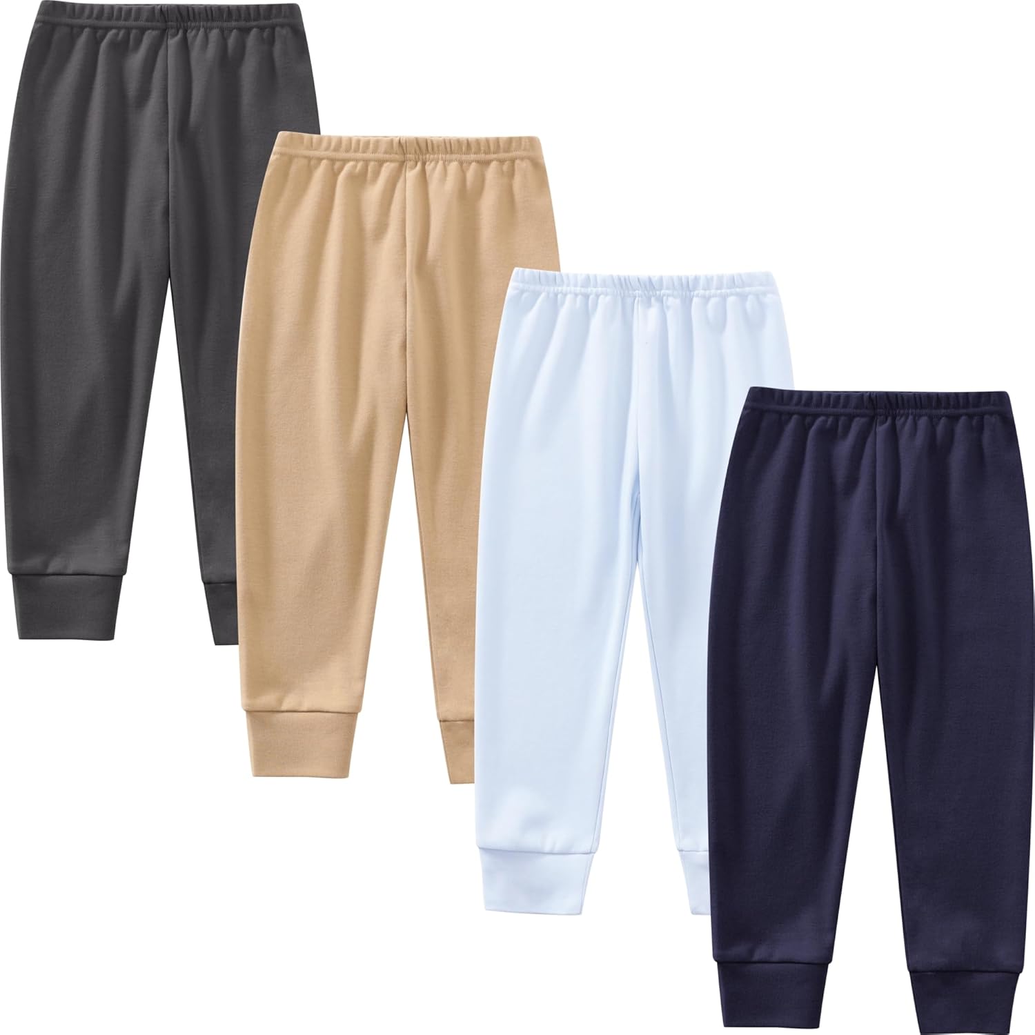 JAMako Boys Cotton Joggers 4-Pack Adorable and Comfortable for Kids