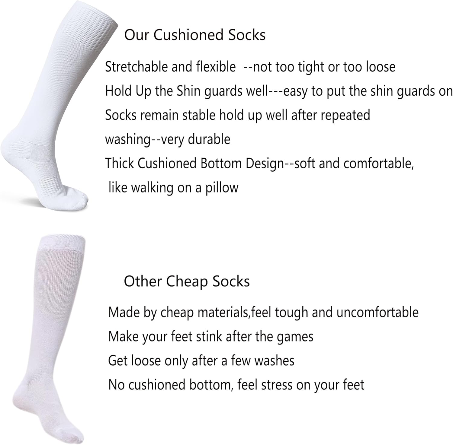 Raigoo Premium Sport Socks for Kids Ages 4-16 Softball Soccer Baseball Football Training Socks