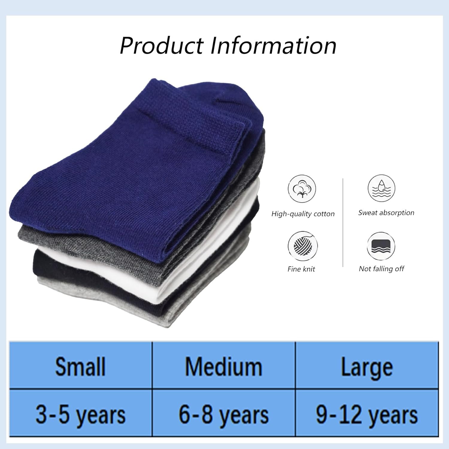 Calf Socks for Kids 3 Pairs Boys Girls Crew Dress Socks