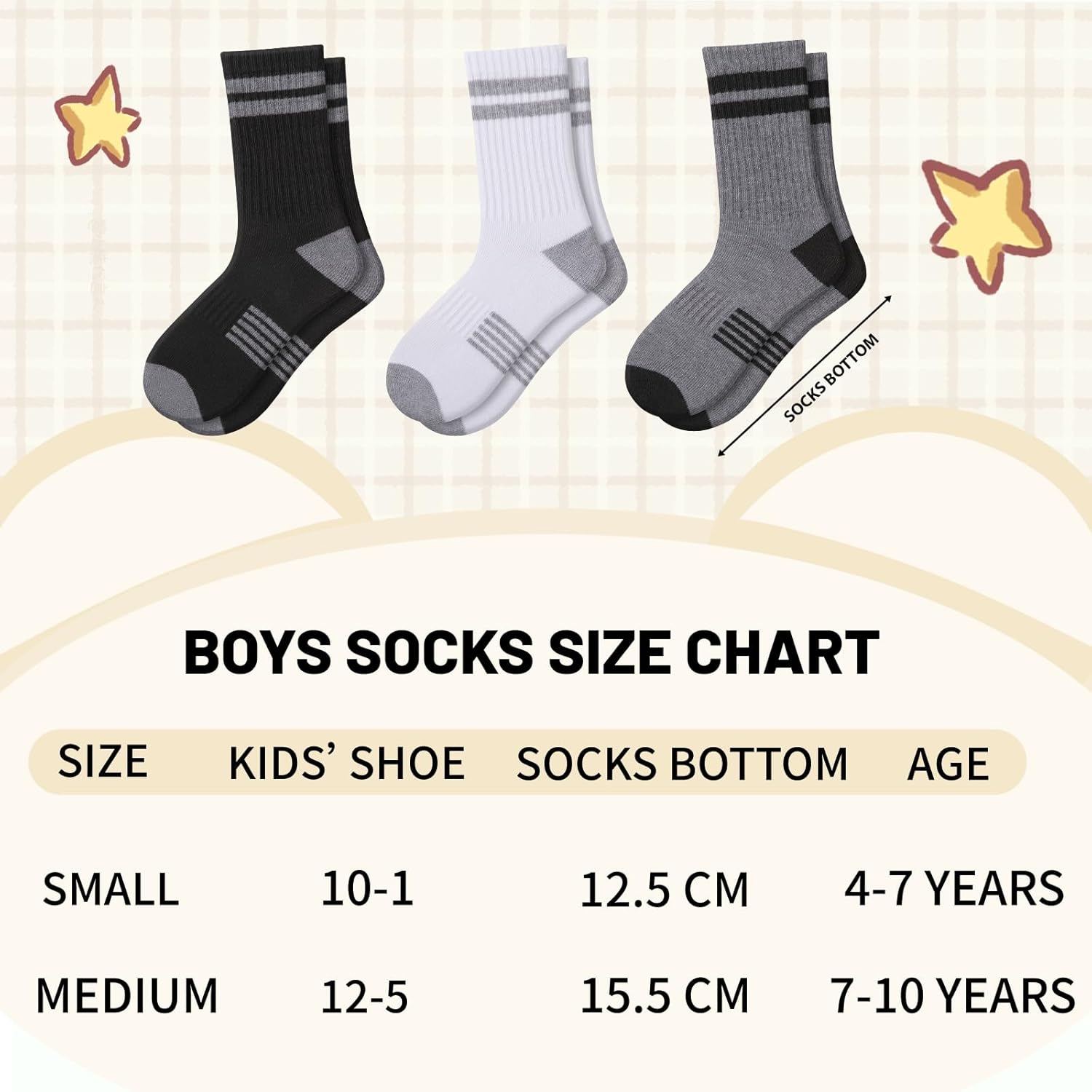 Comfoex 10 Pairs Boys Crew Long Sports Socks for 4-6 6-8 8-10 Year Old Kids