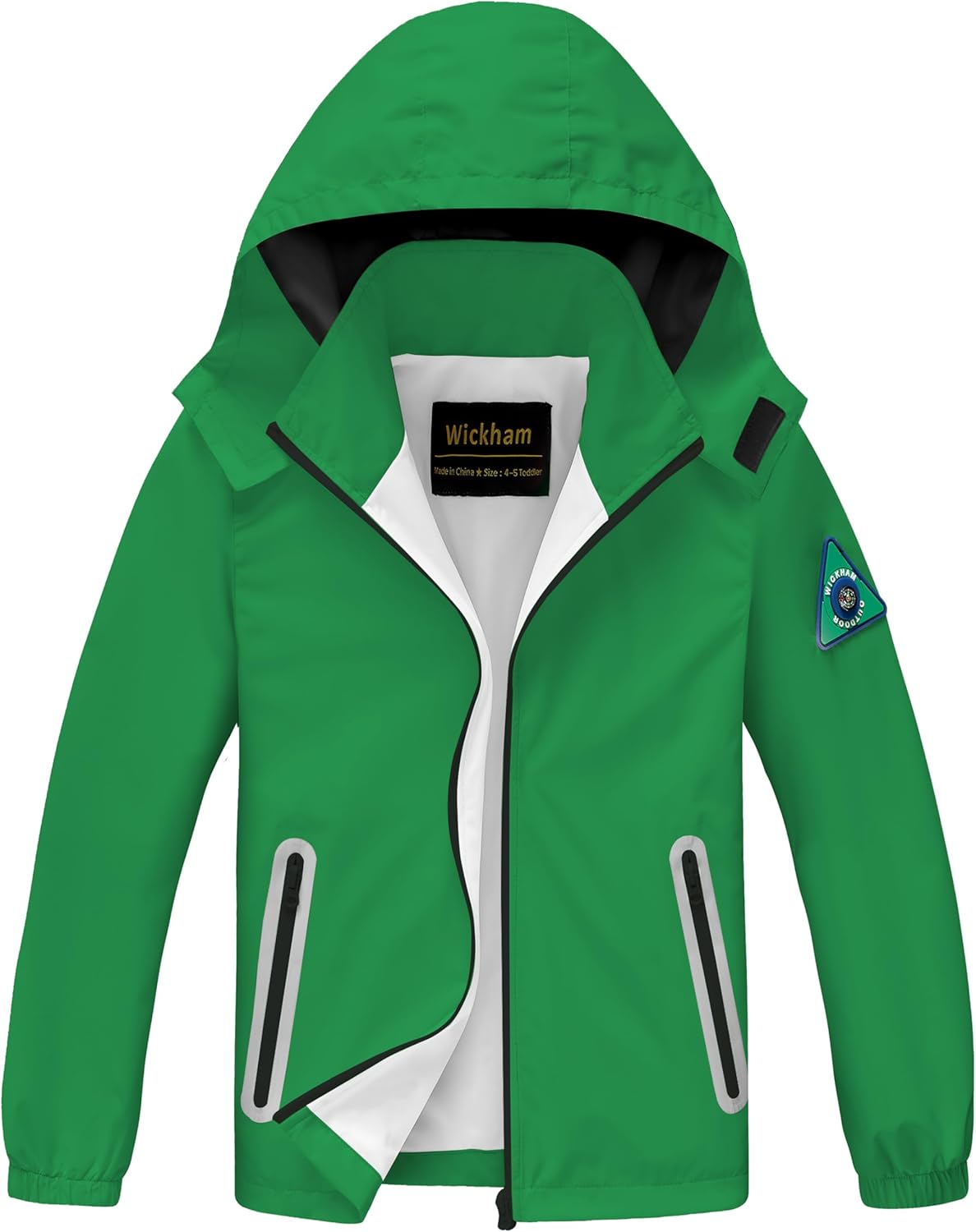 WICKHAM Waterproof Kids Rain Jacket with Hook and Loop Closure