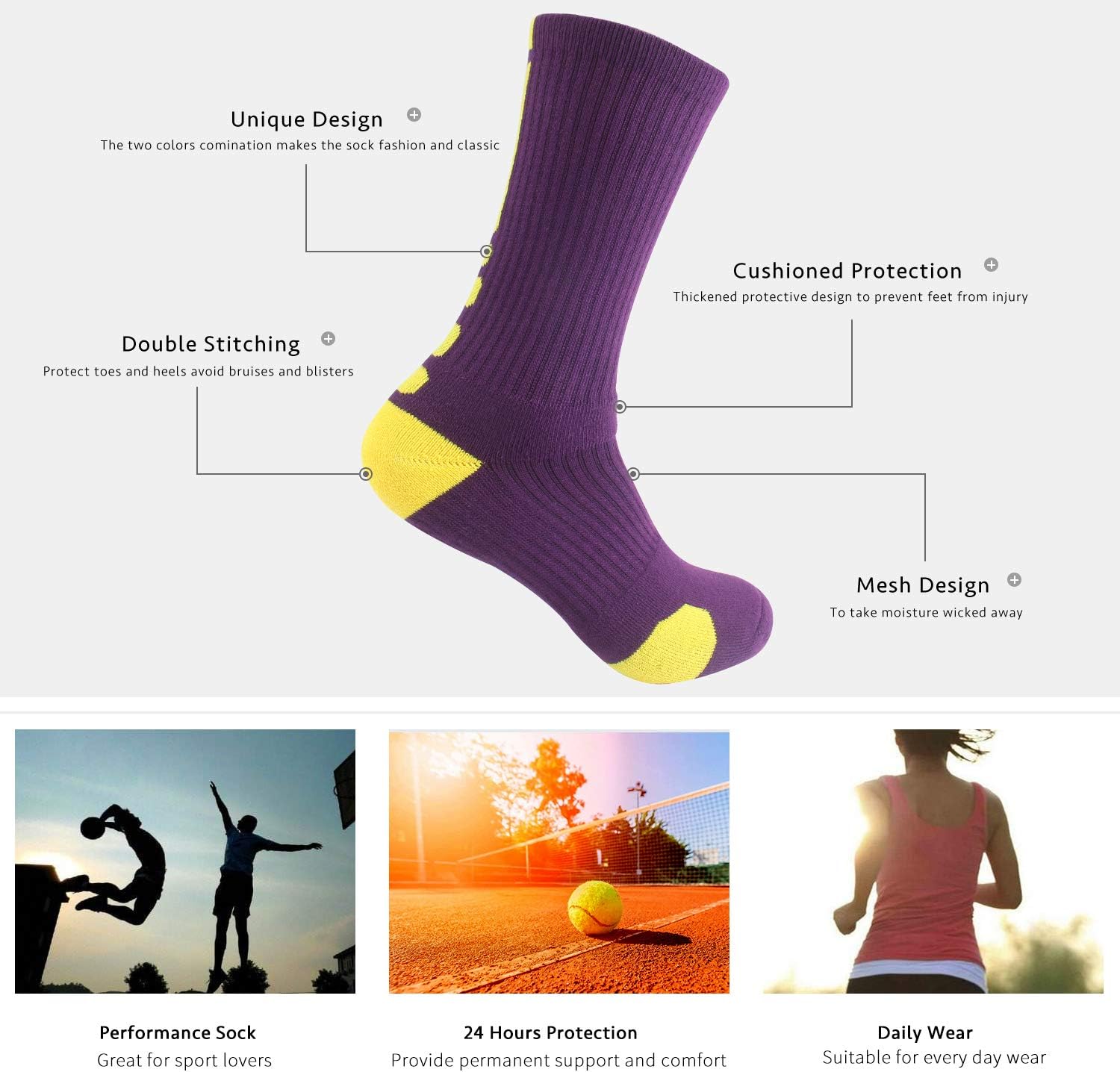Premium Stretch Boys Crew Socks for Basketball Soccer and More