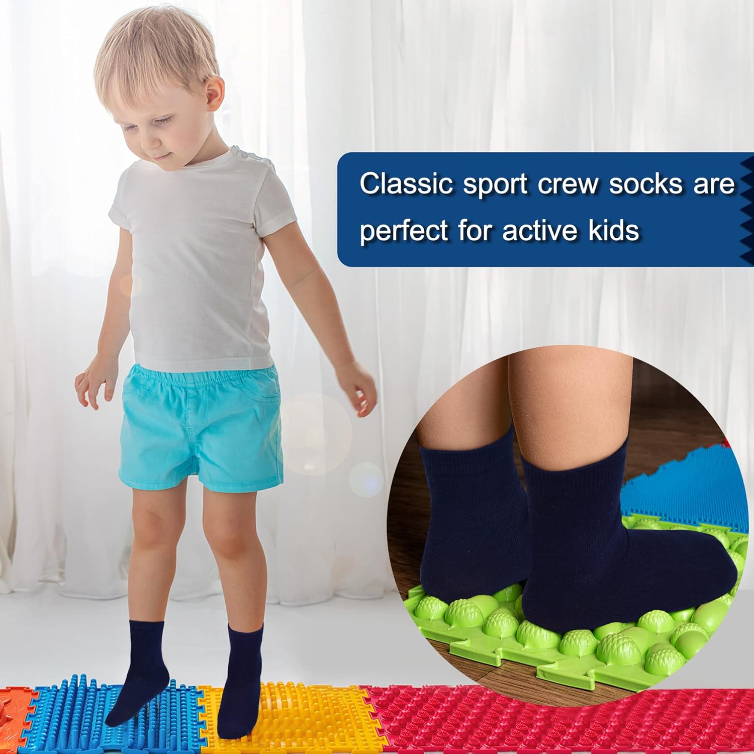 SPTRAMLE Boys Crew Socks Premium Stretch Tech for Growth Activity