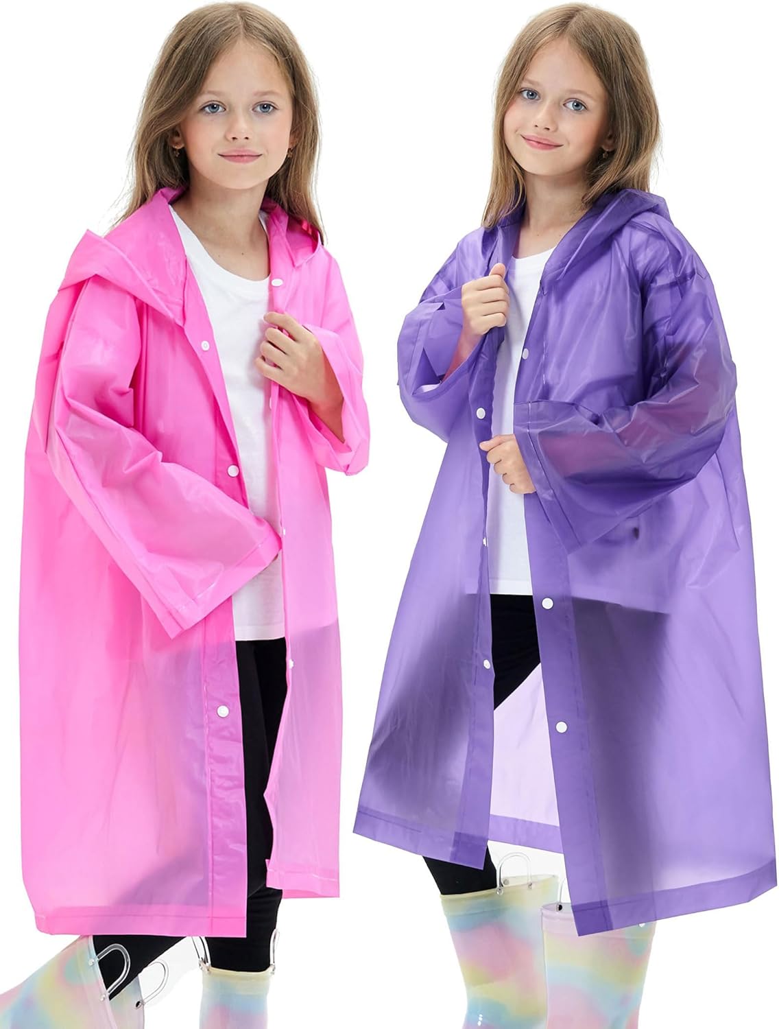 2-Piece Waterproof EVA Raincoats for Kids Reusable Ponchos Best for Outdoors Secure Fit Soft Durable