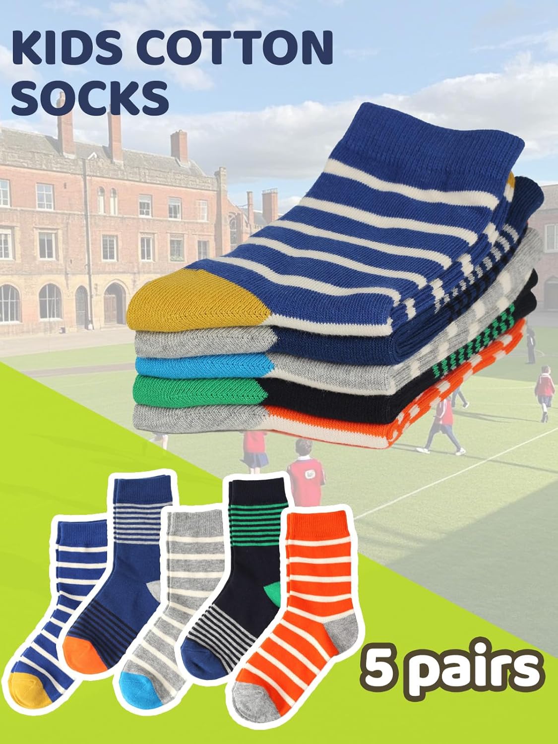 bright stripes crew socks for boys