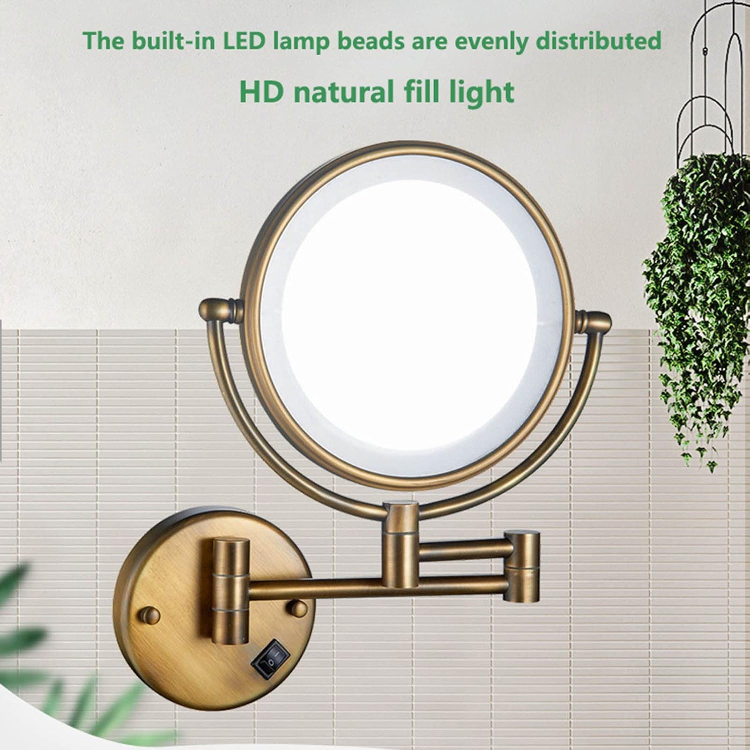 360 Wall-Mounted Makeup Mirror with LED Light