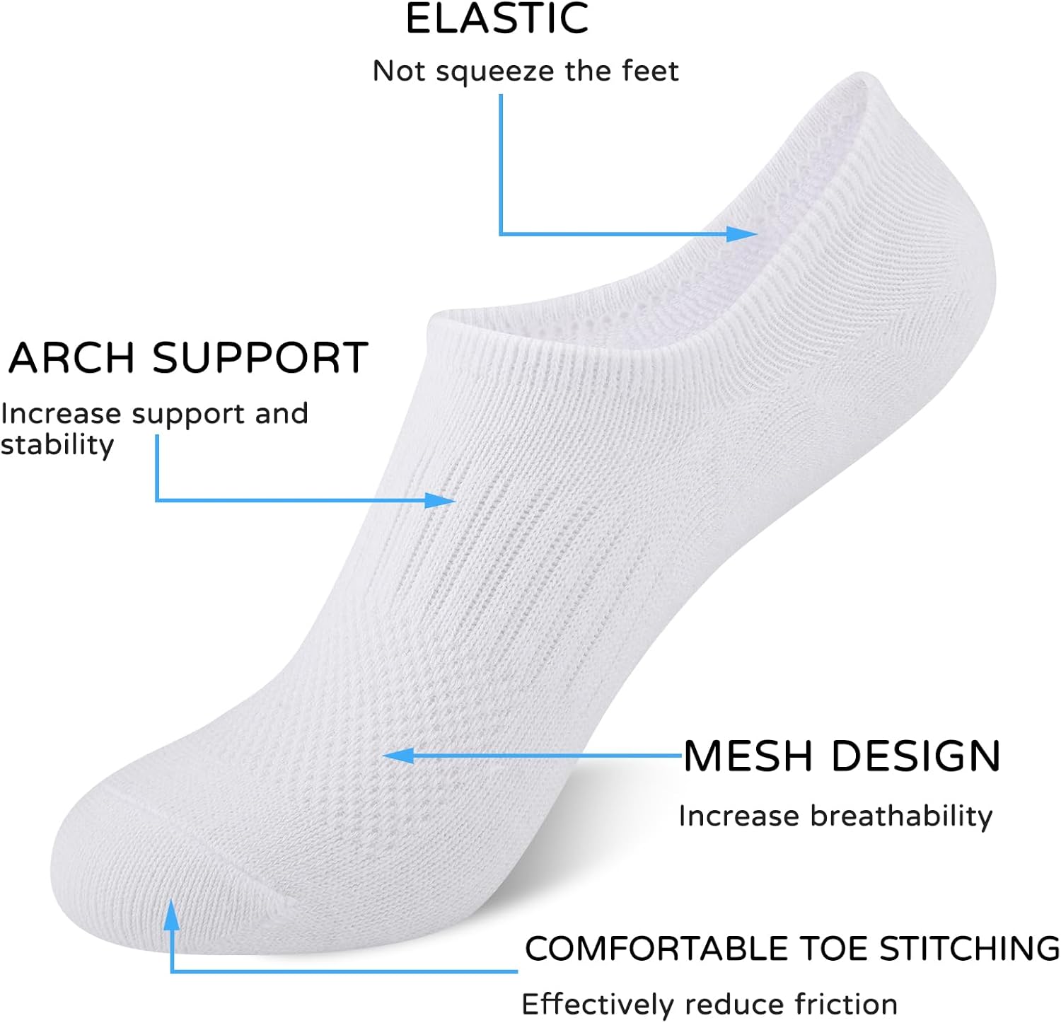 Comfoex Boys Socks - Comfortable Arch Support Non-Slip 10 Pairs