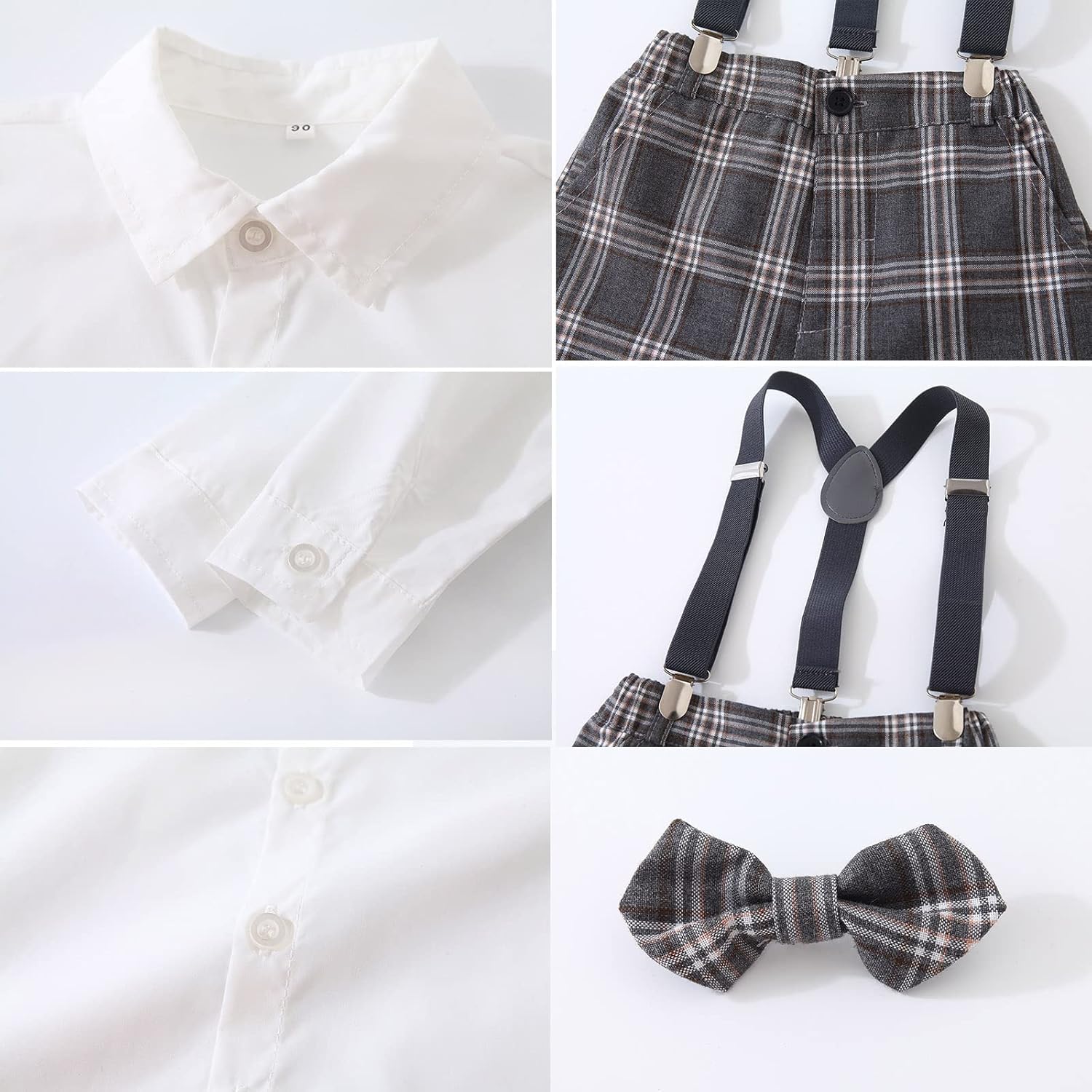Kimocat Toddler Boy Numer Fashionable Set with Bowtie Suspender Straps