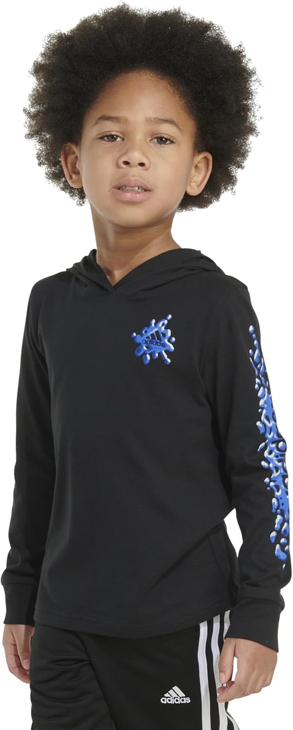 Adidas Boys Long Sleeve Cotton Bos Logo Hooded T-Shirt