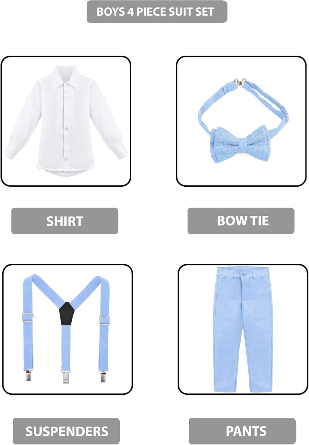 Lilax Boys Slim Fit Formal Pant Set 4-Piece Slimmer Durable Wardrobe Perfect for Weddings or Special Events