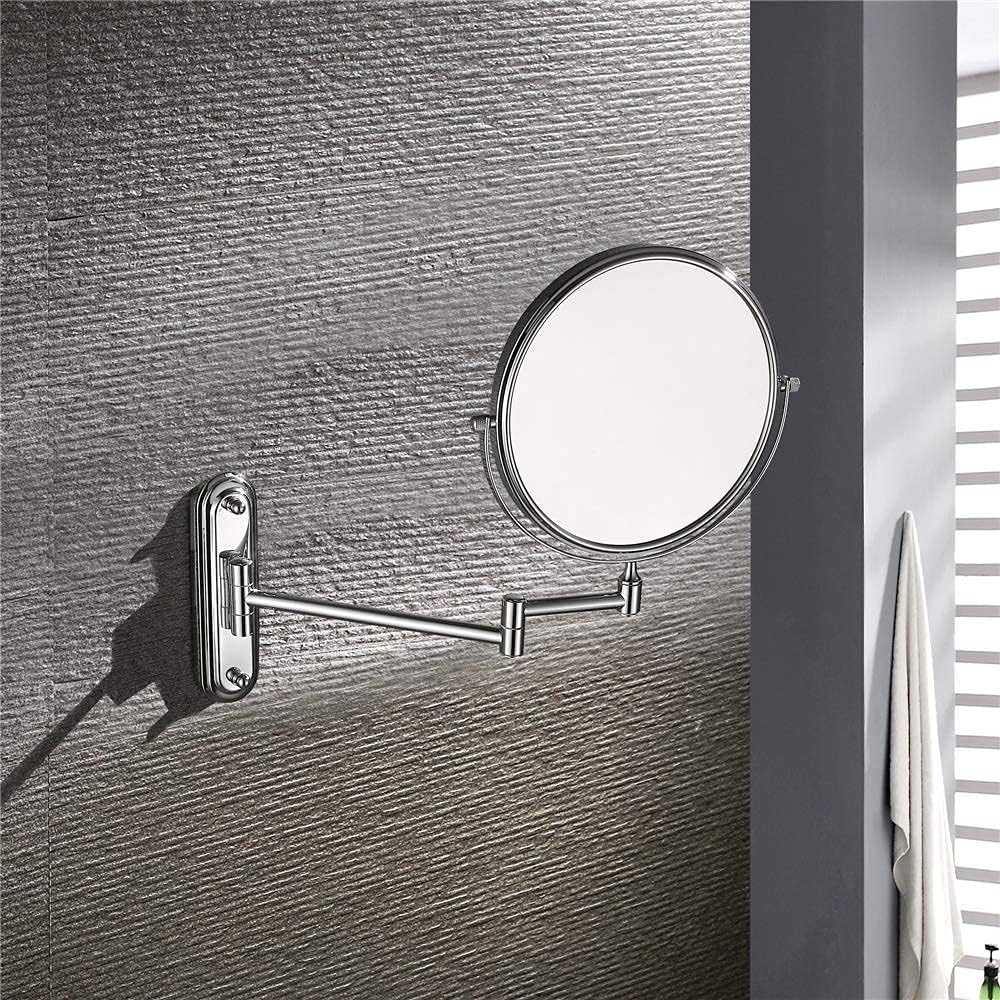 Bathroom Makeup Mirror Adjustable 360 Swivel Vanity Mirror Wall-Mounted Brass Double Sided