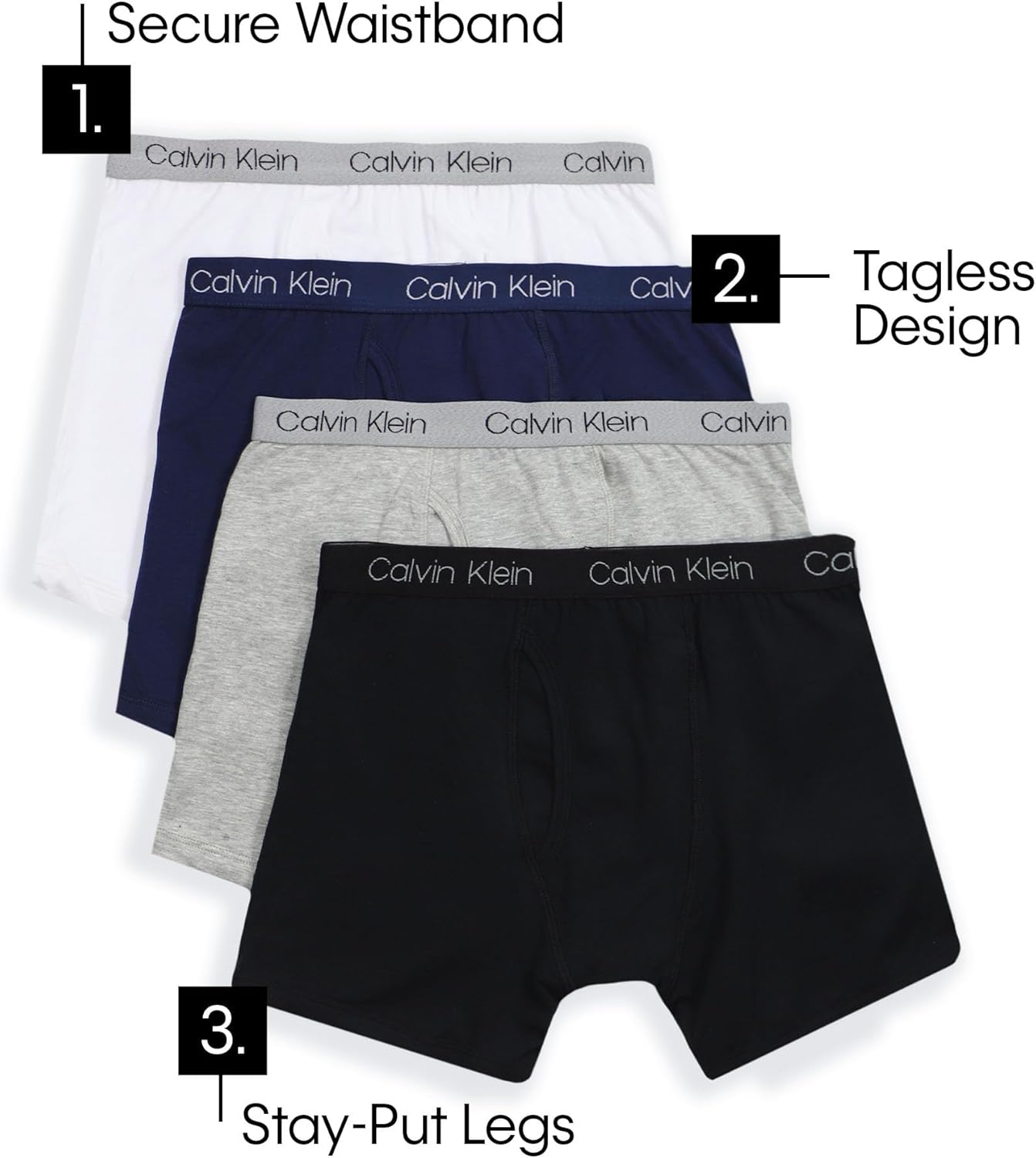 Buckle Up for Comfort Four-Packed Cotton Boxer Briefs for Boys