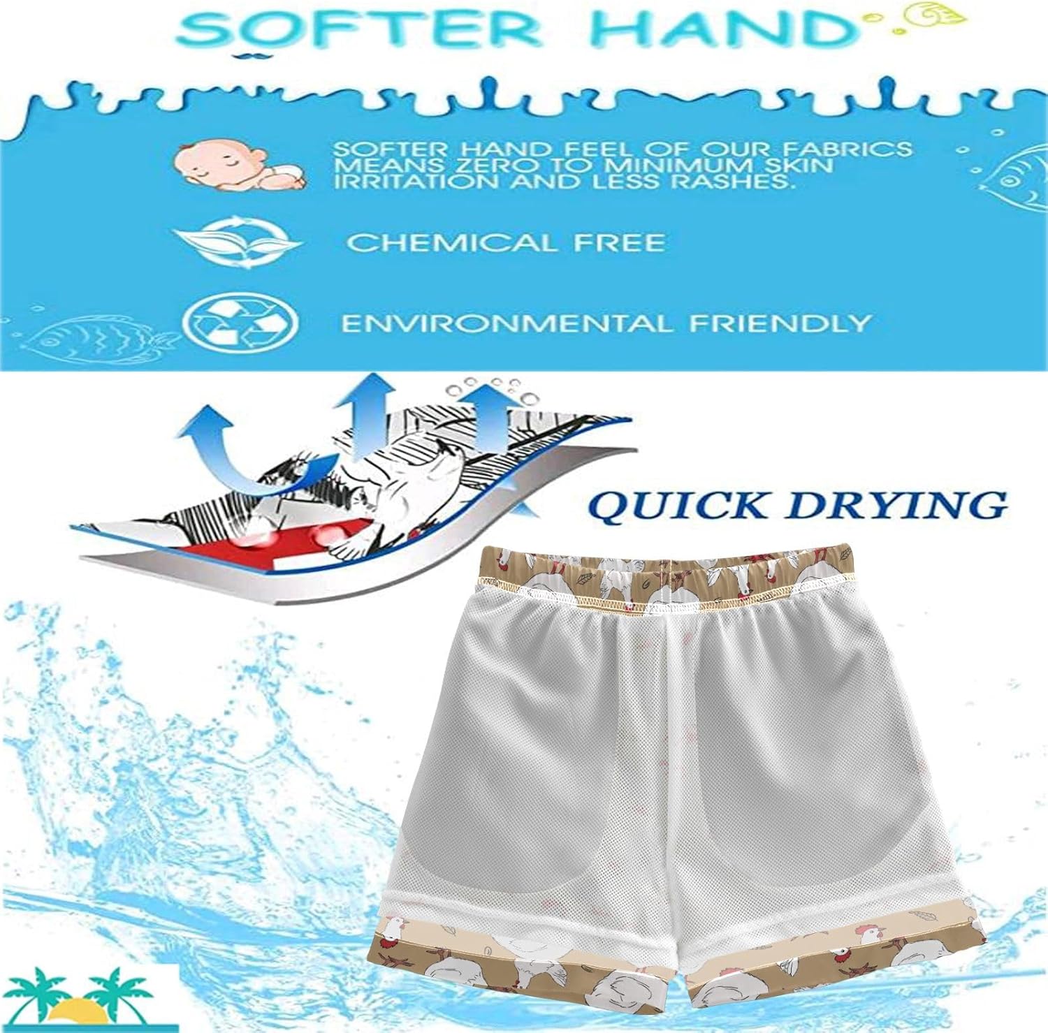 Visesunny Boys Fun Swim Trunks