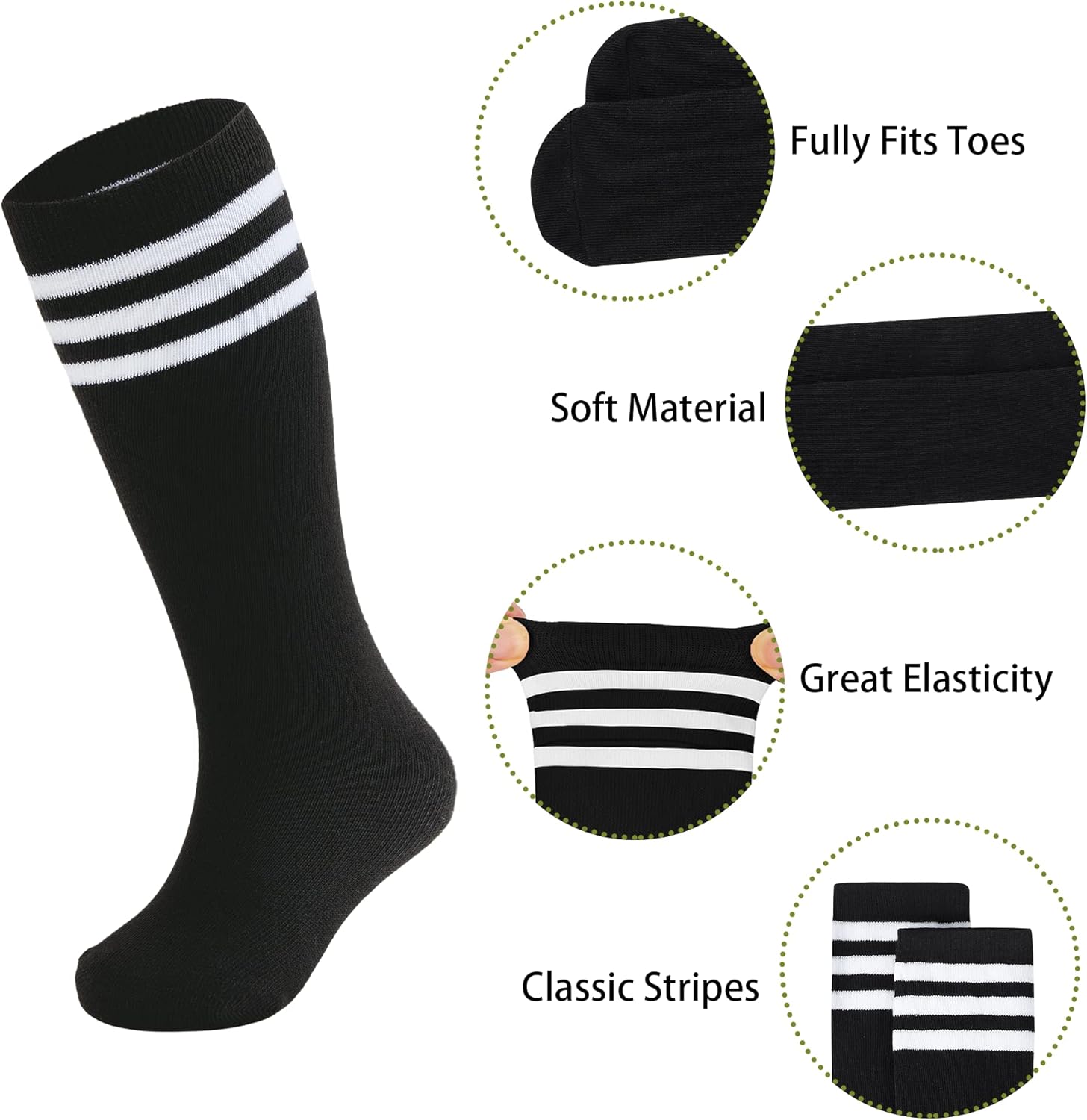 Zando Knee-High Socks for Boys - Soccer and More in Sizes 4-12