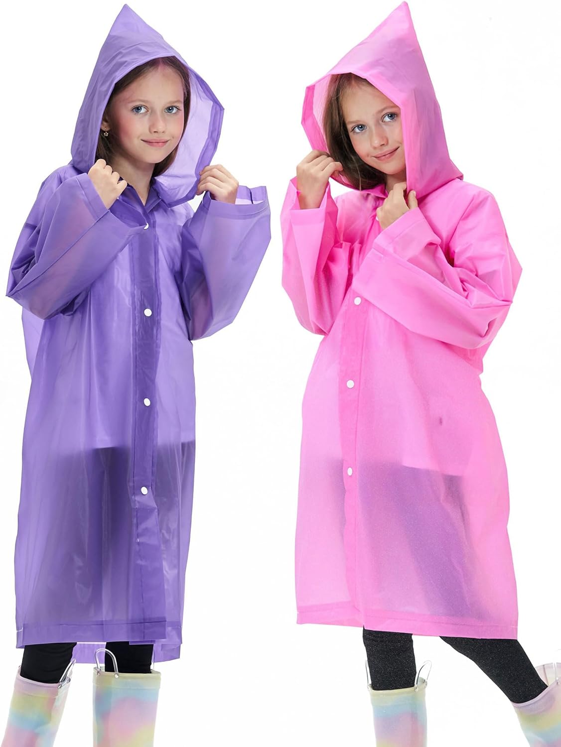 2-Piece Waterproof EVA Raincoats for Kids Reusable Ponchos Best for Outdoors Secure Fit Soft Durable