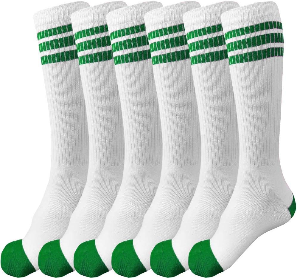 juDanzy 3-Pair Stripe Knee-High Socks for Boys and Girls Perfect for Soccer Basketball and Baseball