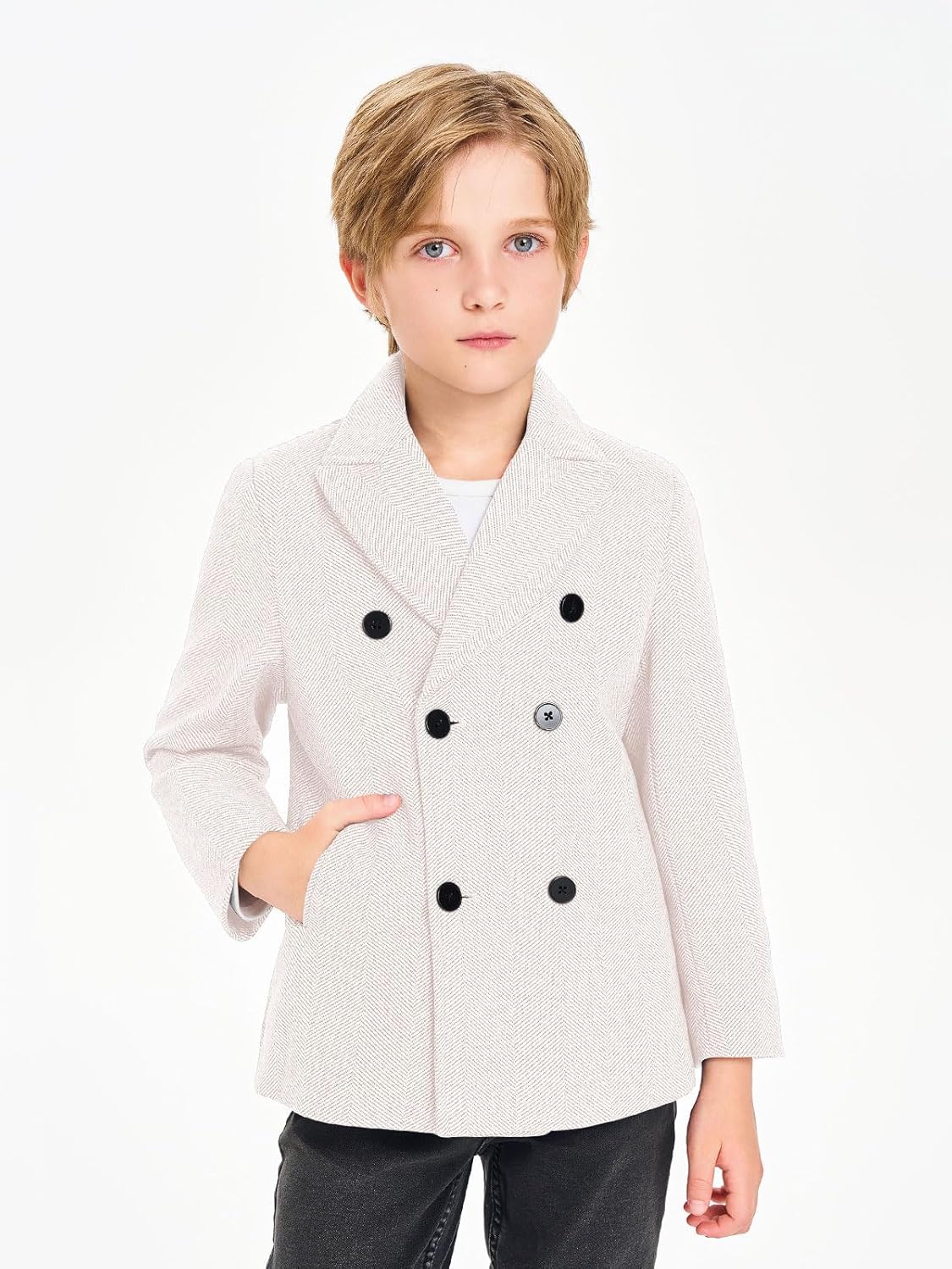 Haloumoning Boys Double Breasted Pea Coat