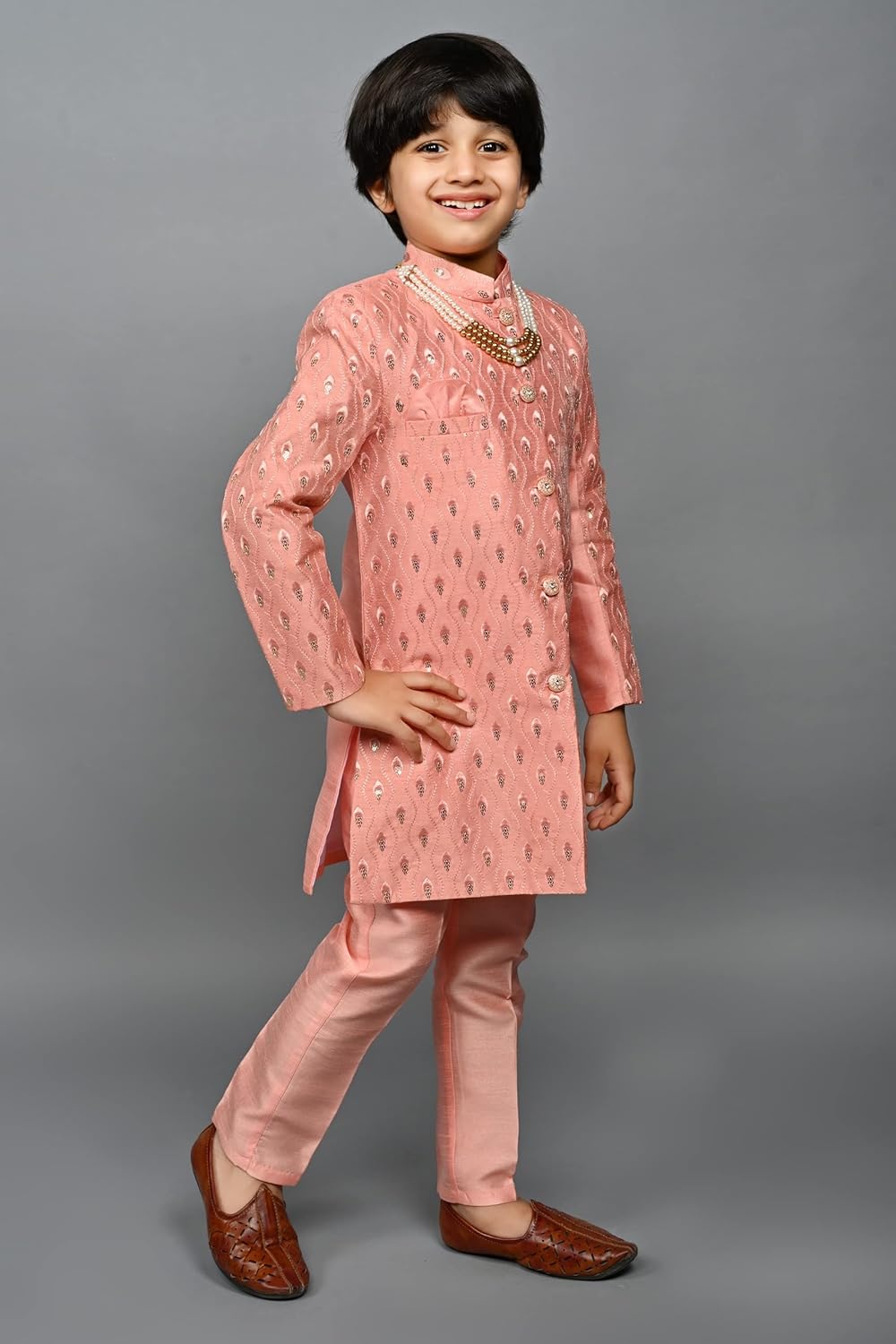AHHAAAA Silk Blend Kids Party Wear Sherwani Set for Boys