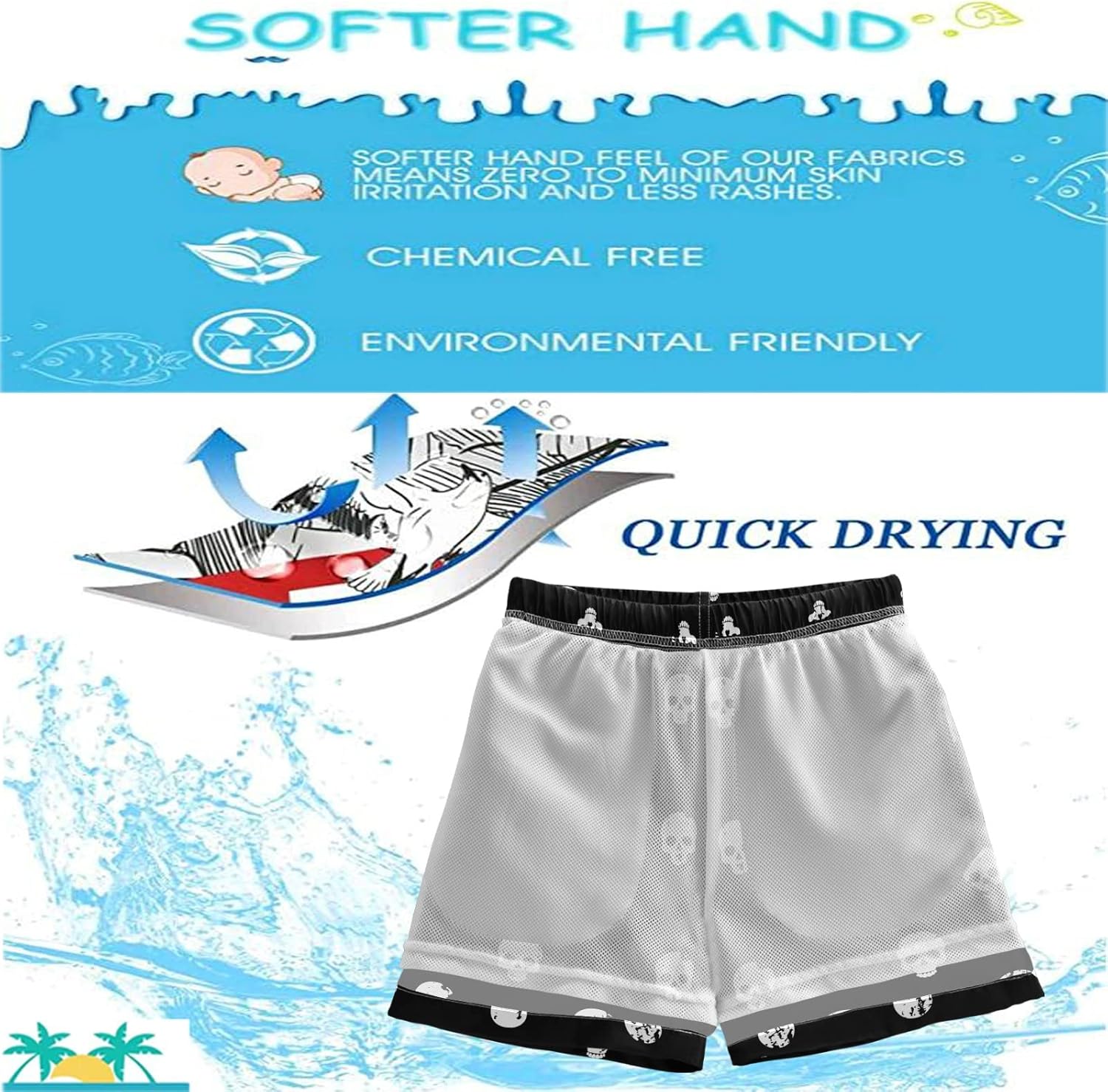 Quick-Dry Beach Board Shorts for Boys
