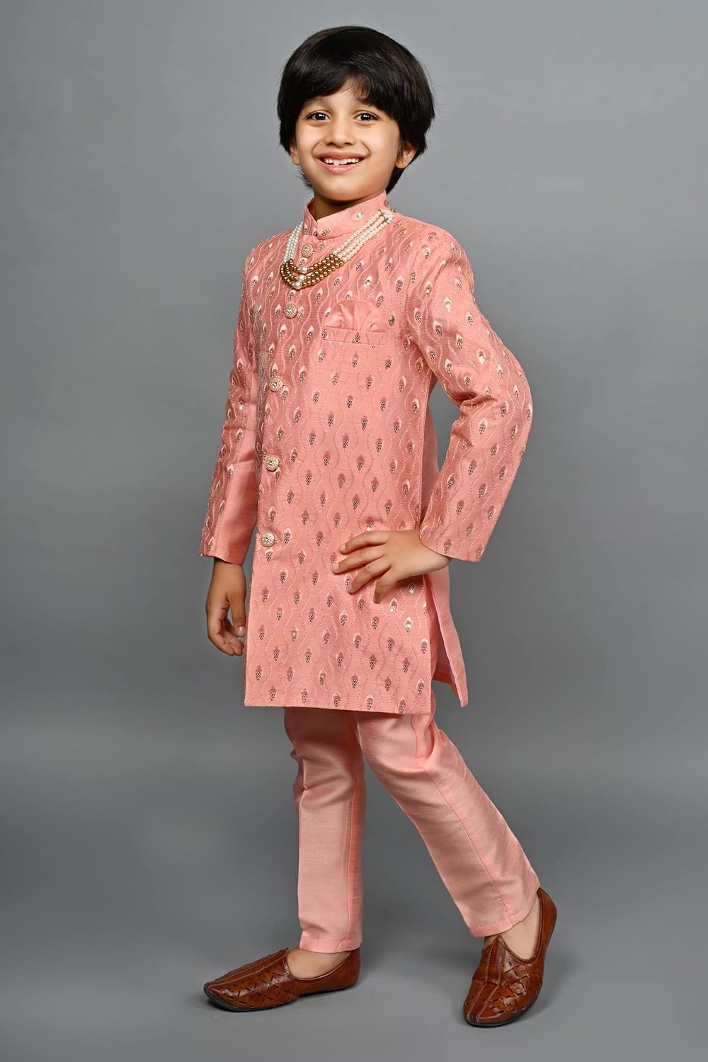 AHHAAAA Silk Blend Kids Party Wear Sherwani Set for Boys