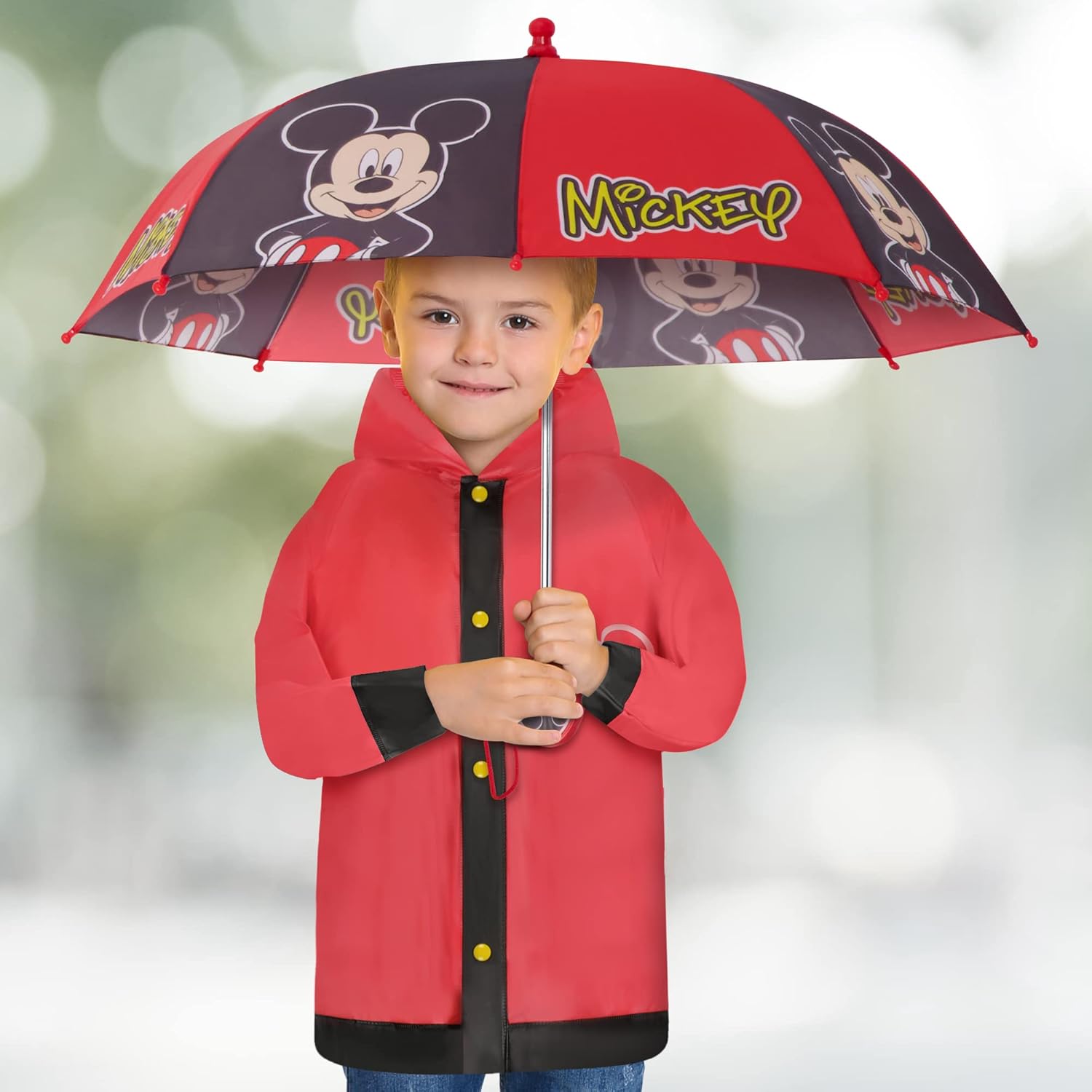 Disney Boys Little Umbrella Poncho Raincoat Set - Perfect for Rainy Days