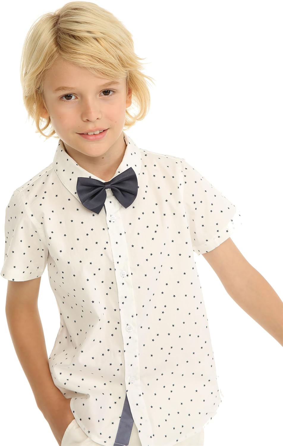 Mud Kingdom Little Boys Short Sleeve Dress Shirts Cute Summer