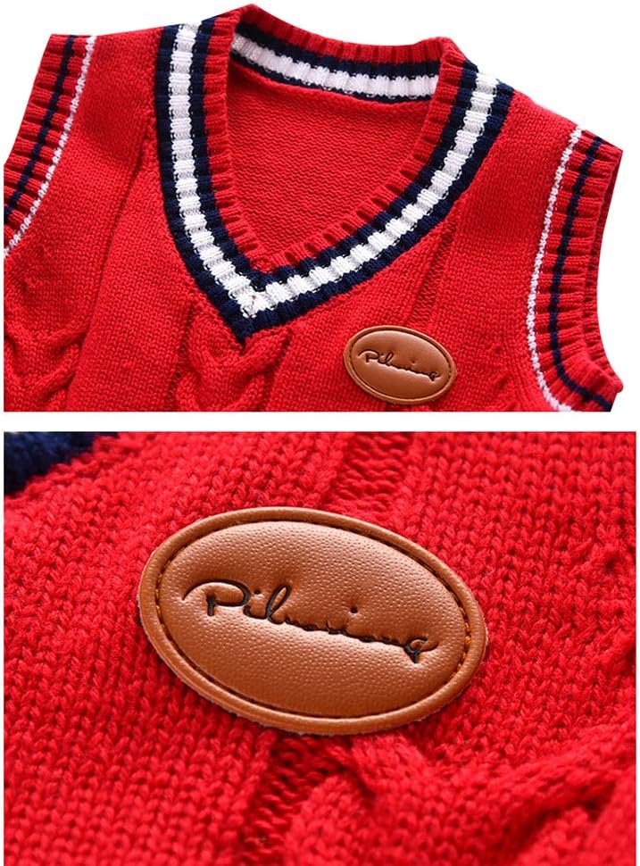 Boys V Neck Cable Knit Sweater Vest School Uniform