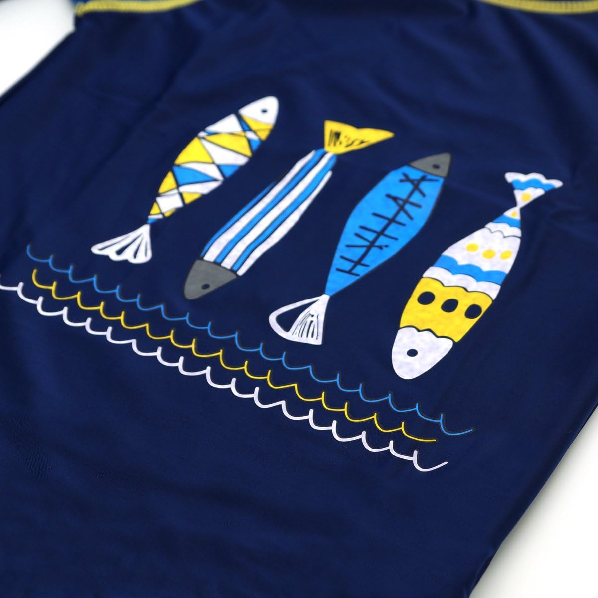 Boys Two-Piece Rash Guard Swim Suits Kids Long Sleeve Sunsuit Swimwear