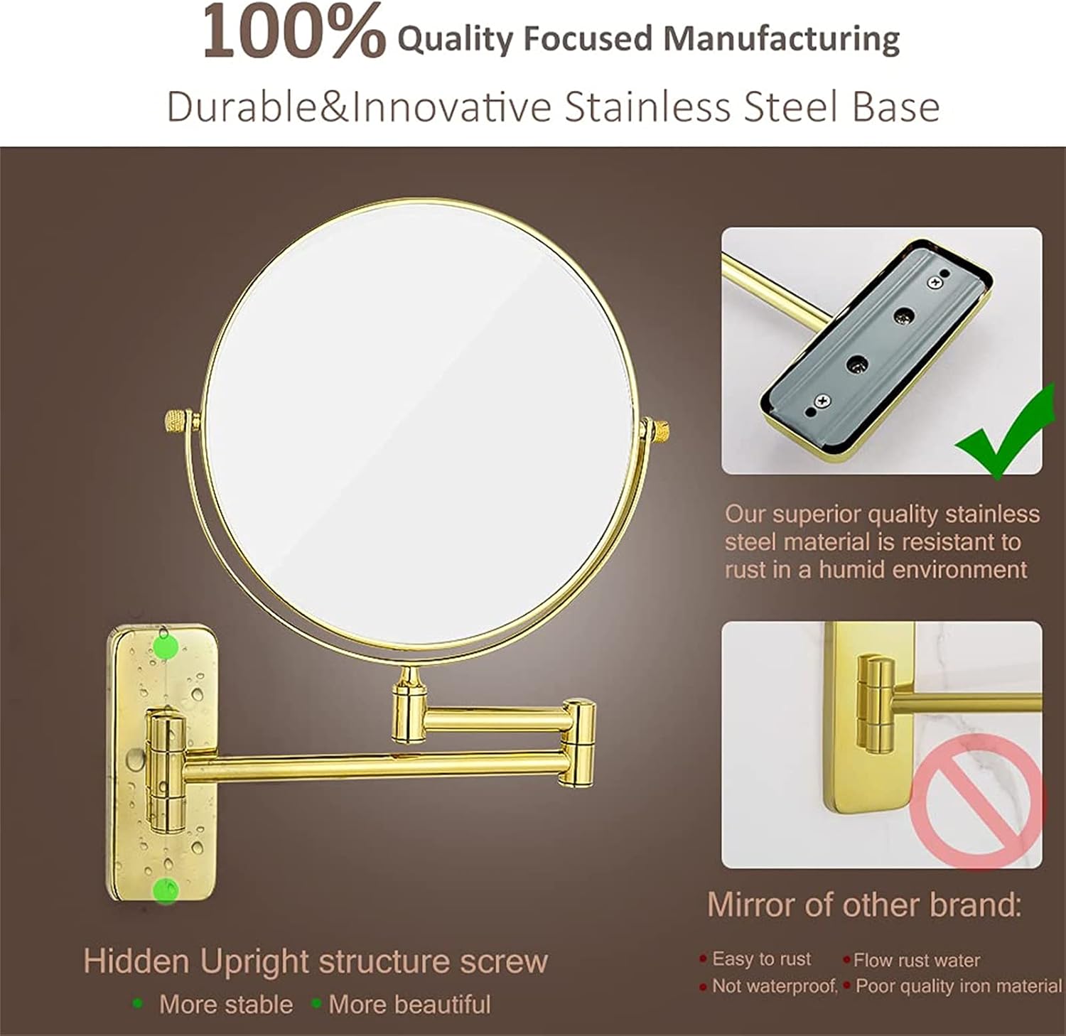 Luxury Double Sided Makeup Mirror Adjustable Vanity for Home Beauty Tools