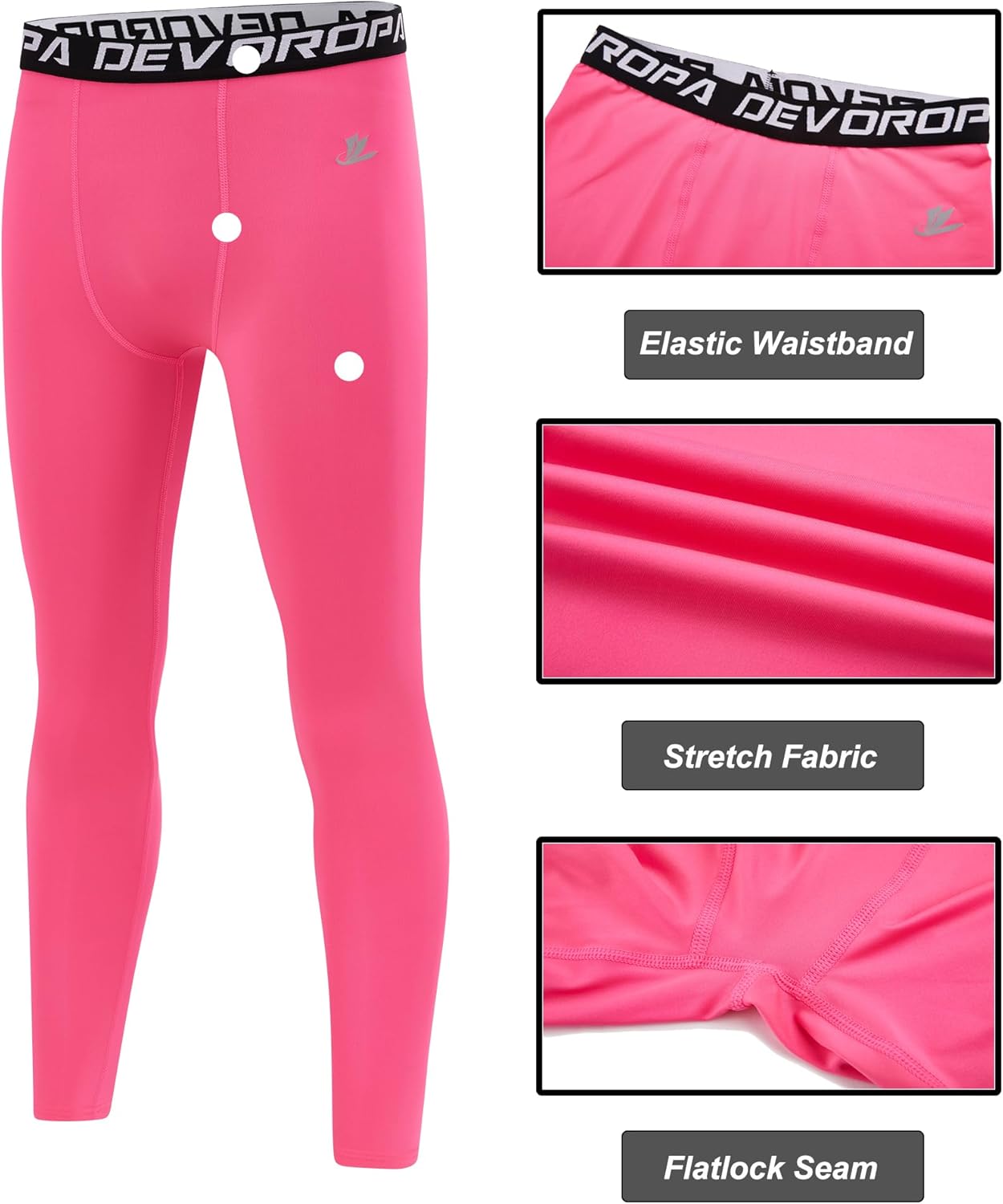 DEVOROPA Youth Boys Compression Leggings Thermal Tights