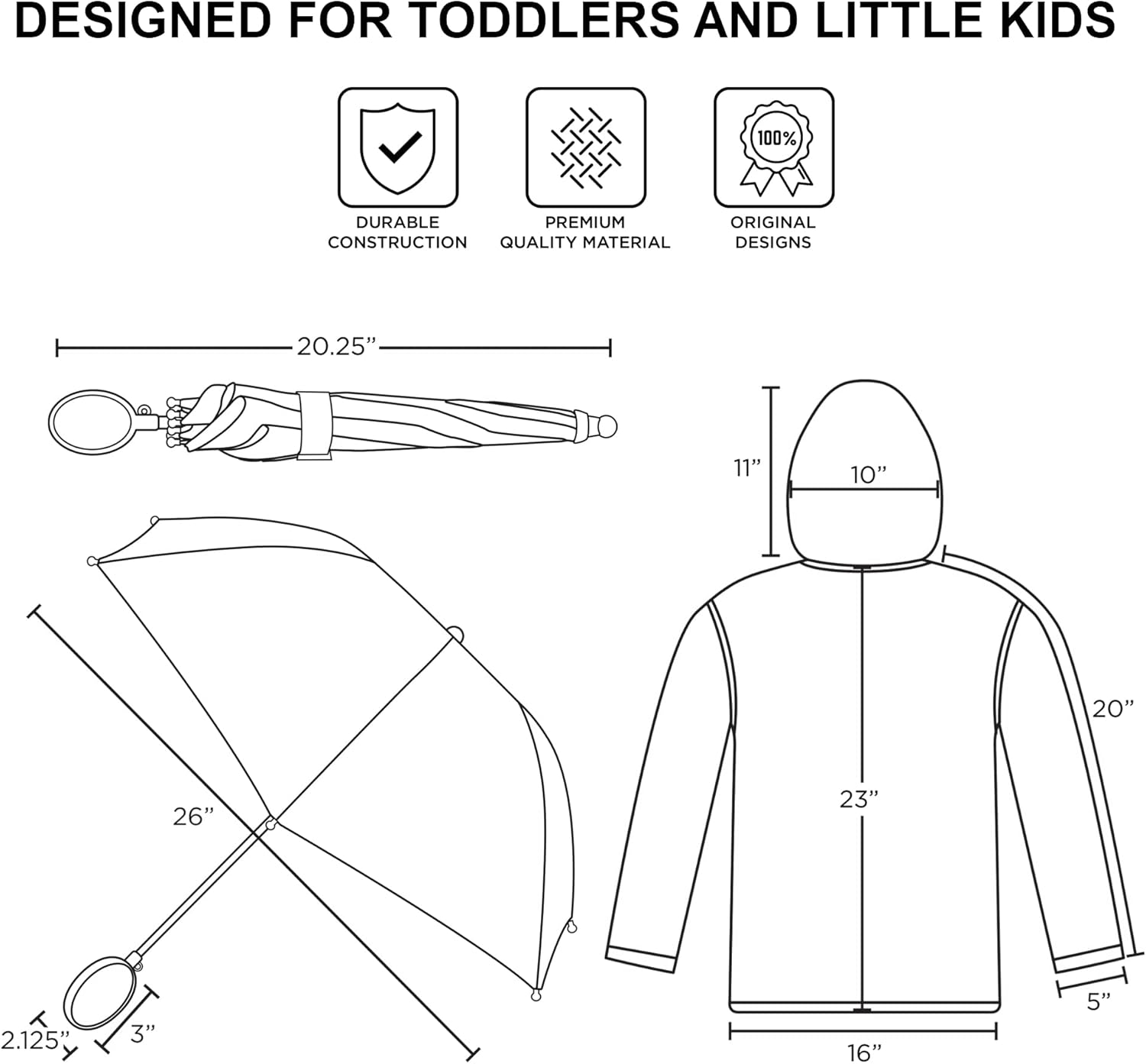 Nickelodeon Boys Umbrella and Poncho Raincoat Set with Baby Shark Design