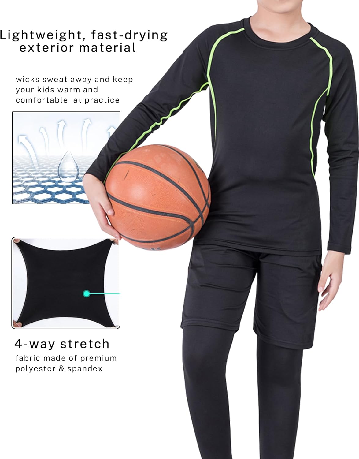 2 Pack Boys Girls Compression Shirts for Sports Activities