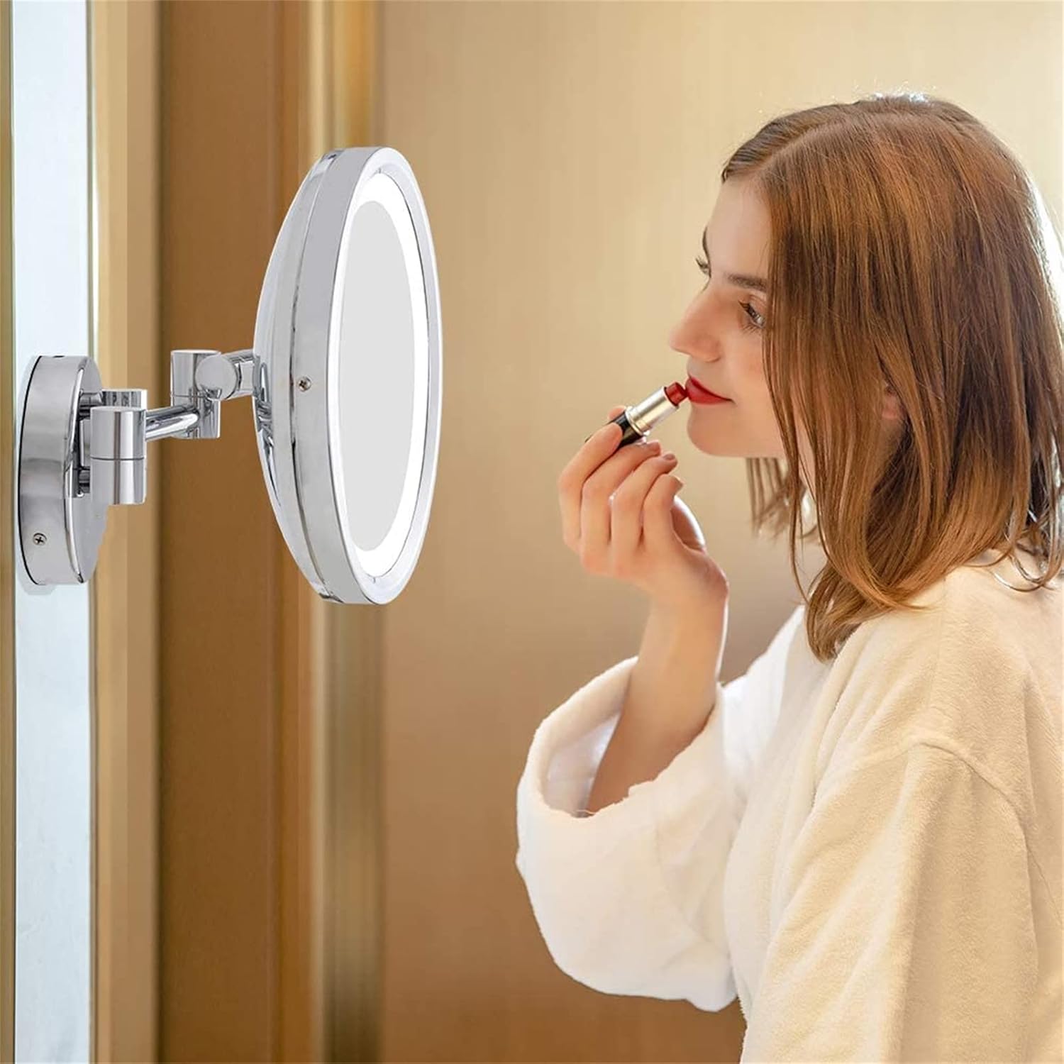 Smart Sensor Makeup Mirror with 10X Magnification and LED Light