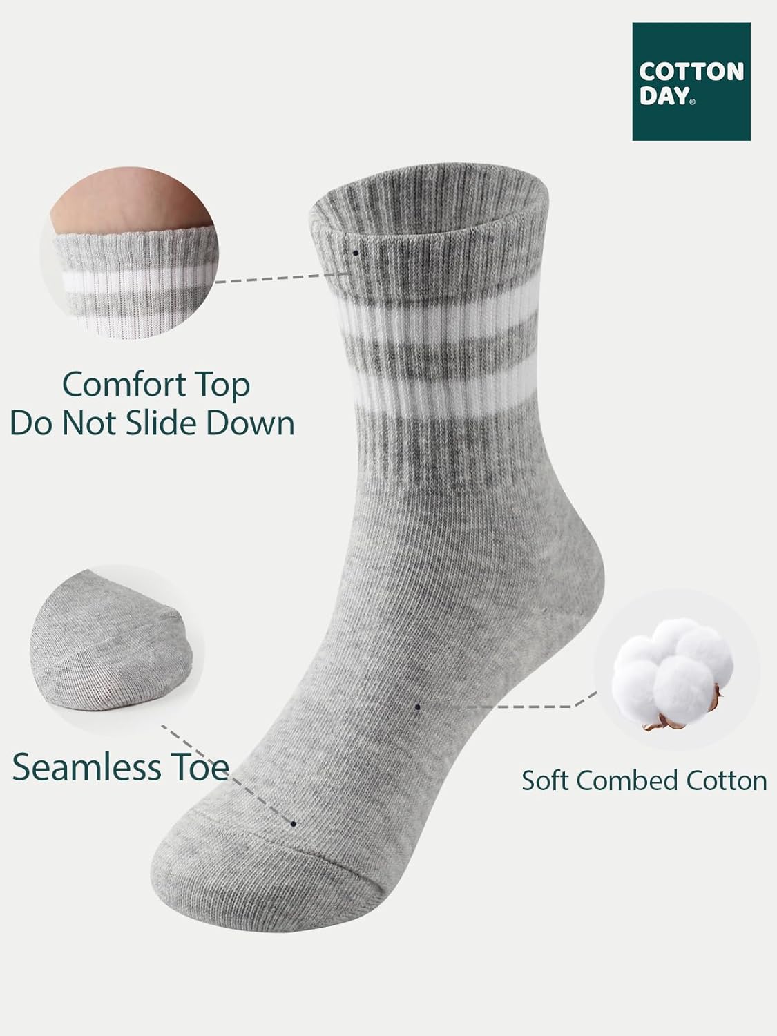 COTTON DAY Soft Cotton Retro Socks for Kids
