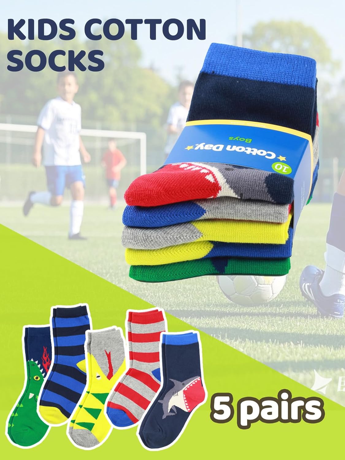 FITS Kids Shark Camo Crew Socks