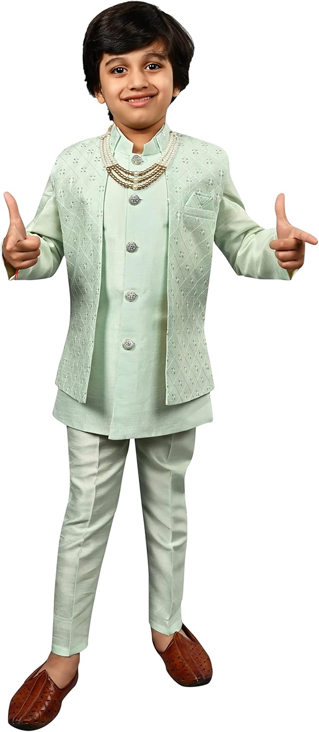 AHHA AAAA Kids Ethnic Silk Blend Indo-Western Sherwani Set for Boys 504MF