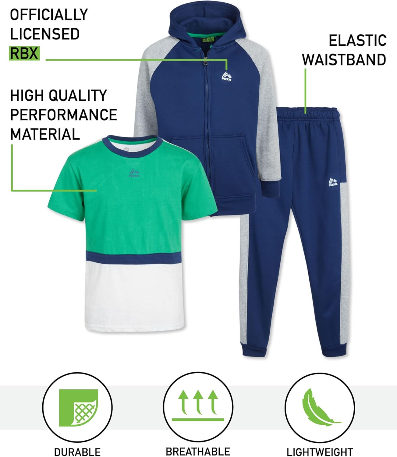 RBX Boys Active Sweatsuit Set 3 Piece 1