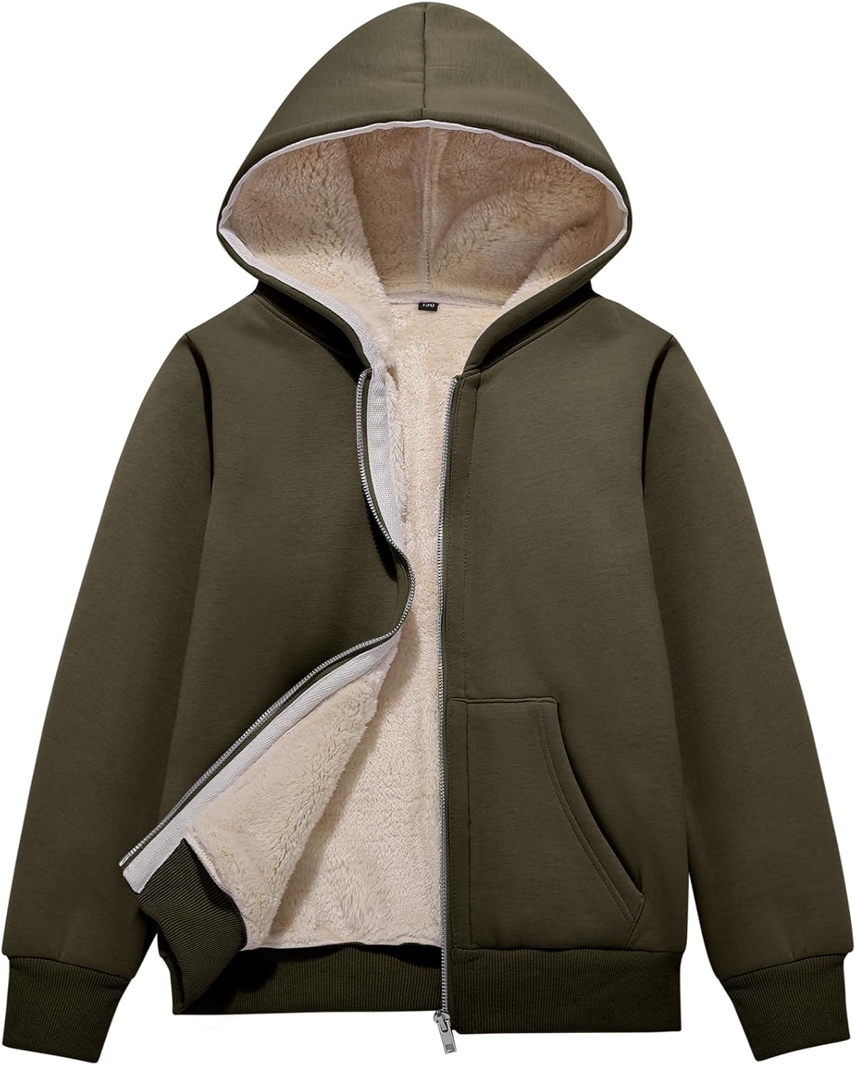 Flygo Unisex Boys Girls Fleece Jacket Hoodie Sherpa Lined Zip Up