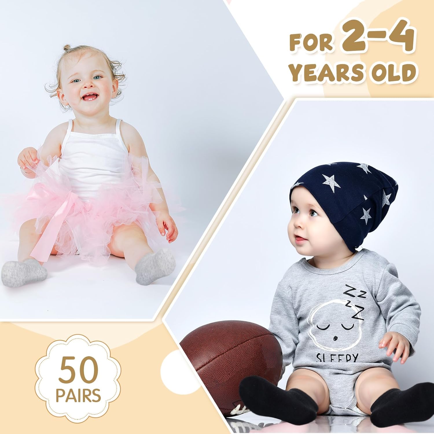 50 Pairs Toddler Ankle Socks for Kids